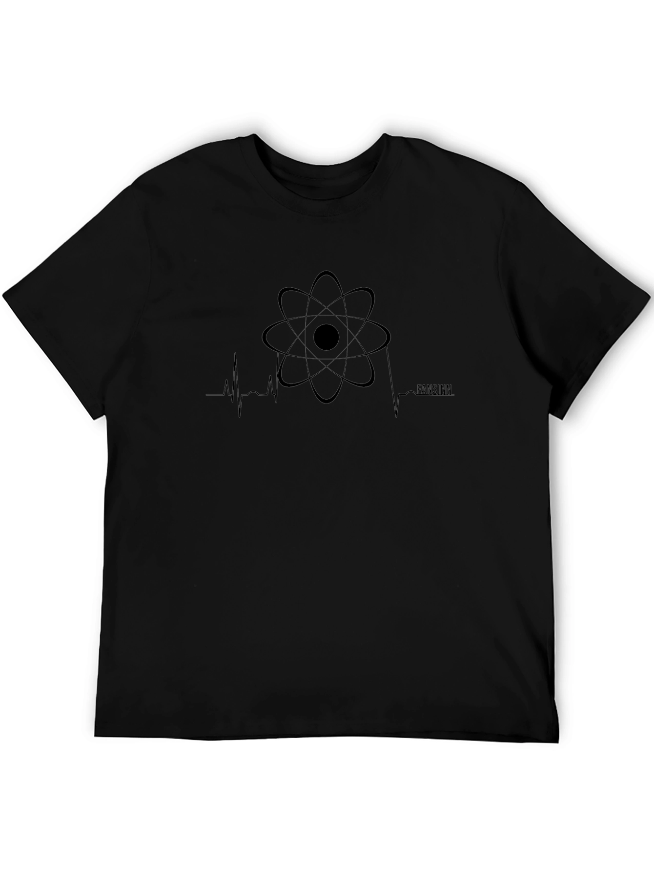 Science Atom Heartbeat Black T-Shirt