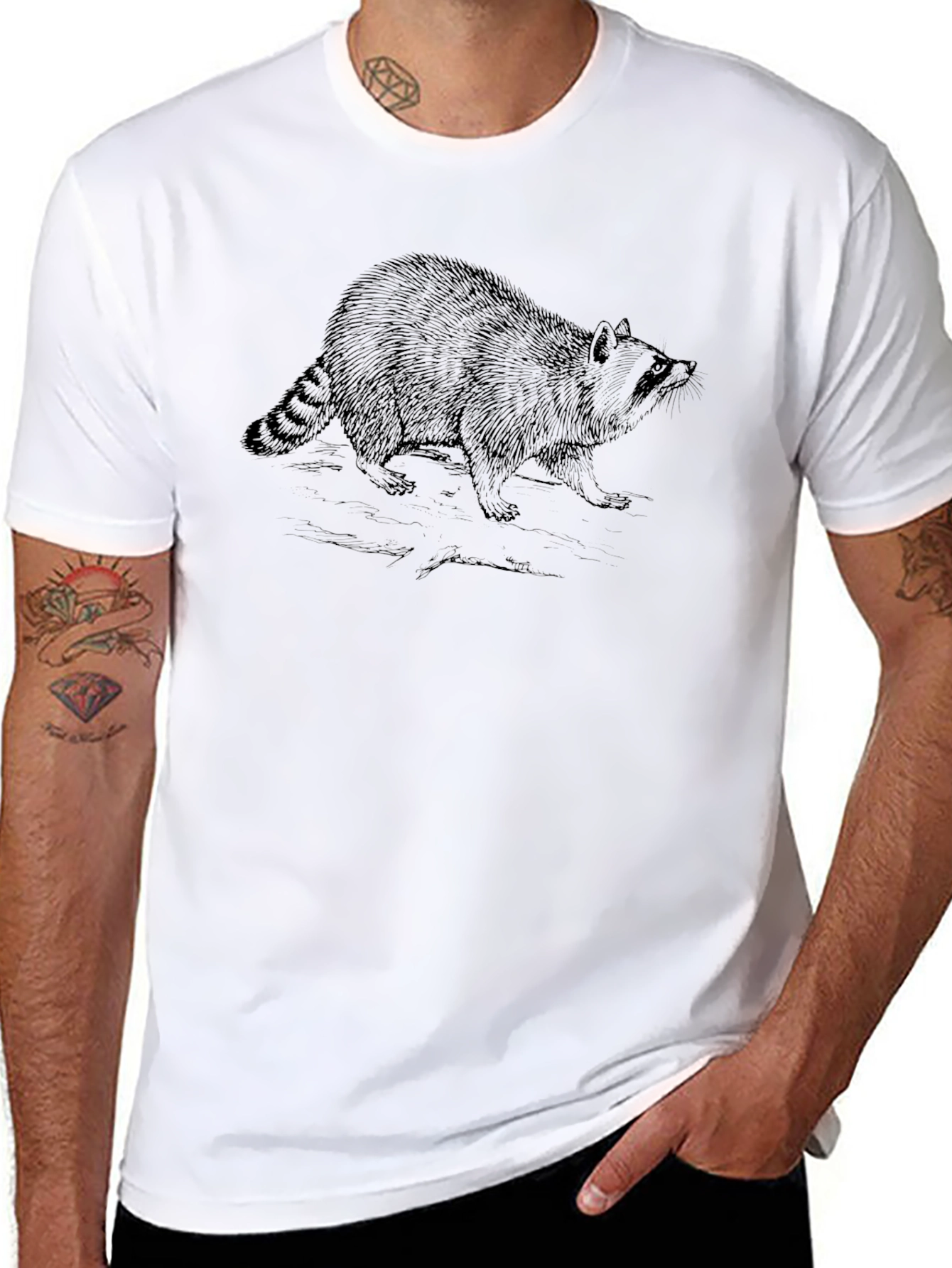 Raccoon Graphic Black T-Shirt - Stylish Casual Wear