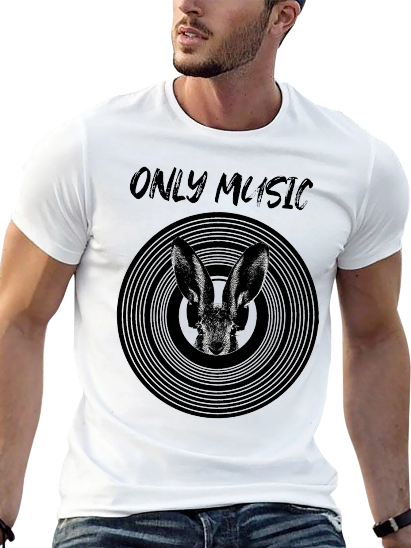 Only Music Rabbit Graphic Tee - Black