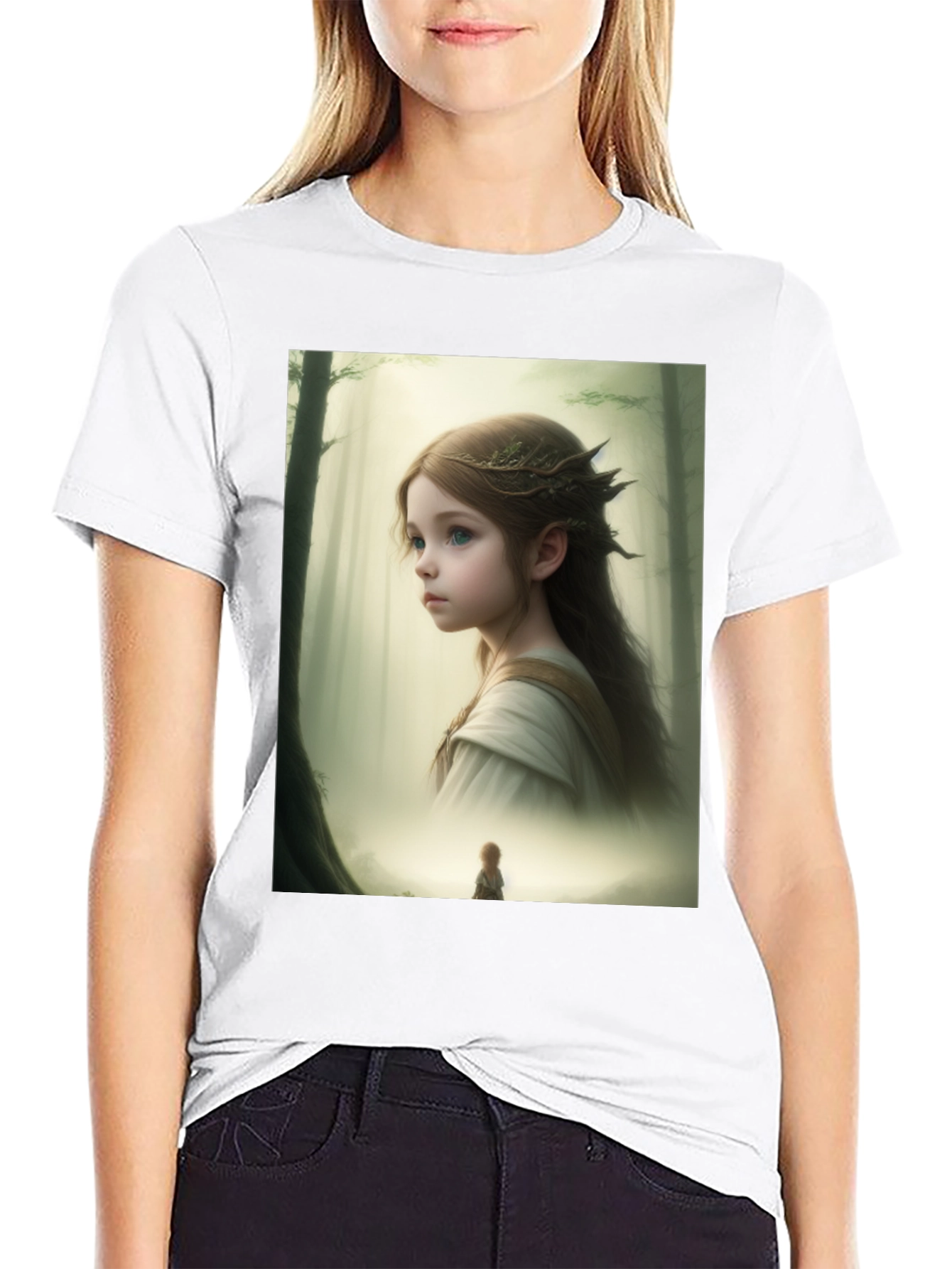 Fantasy Forest Girl T-Shirt - Artistic Graphic Tee