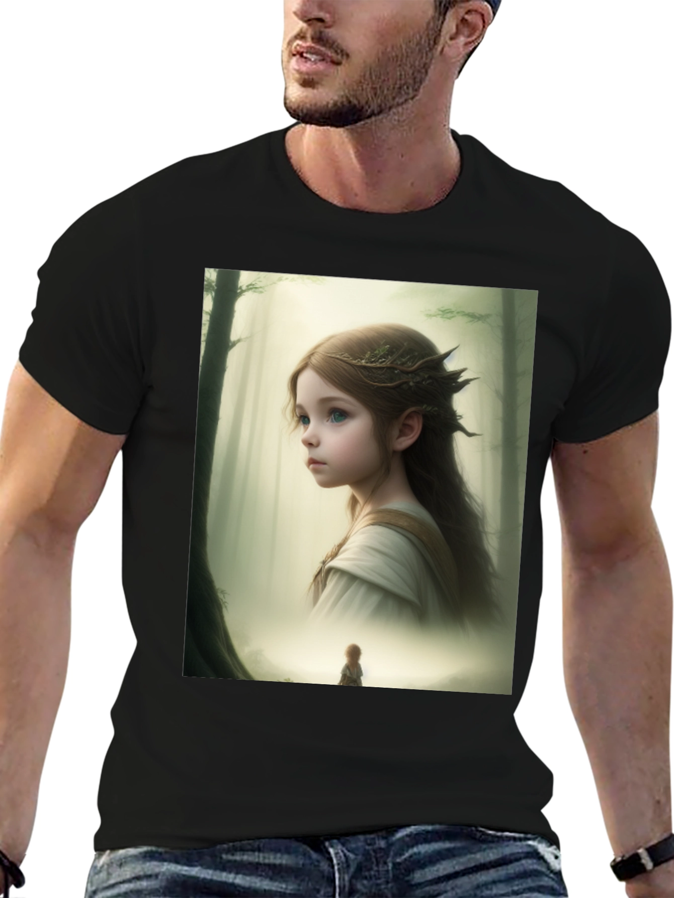 Fantasy Forest Girl T-Shirt - Artistic Graphic Tee