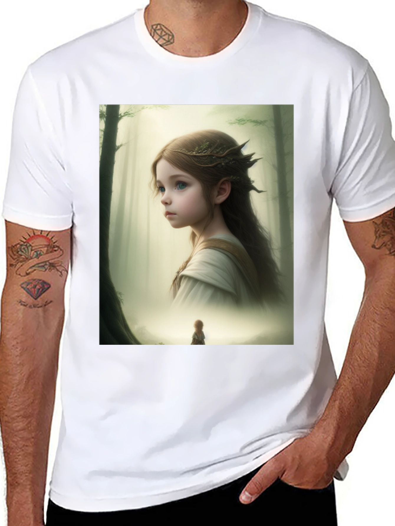 Fantasy Forest Girl T-Shirt - Artistic Graphic Tee