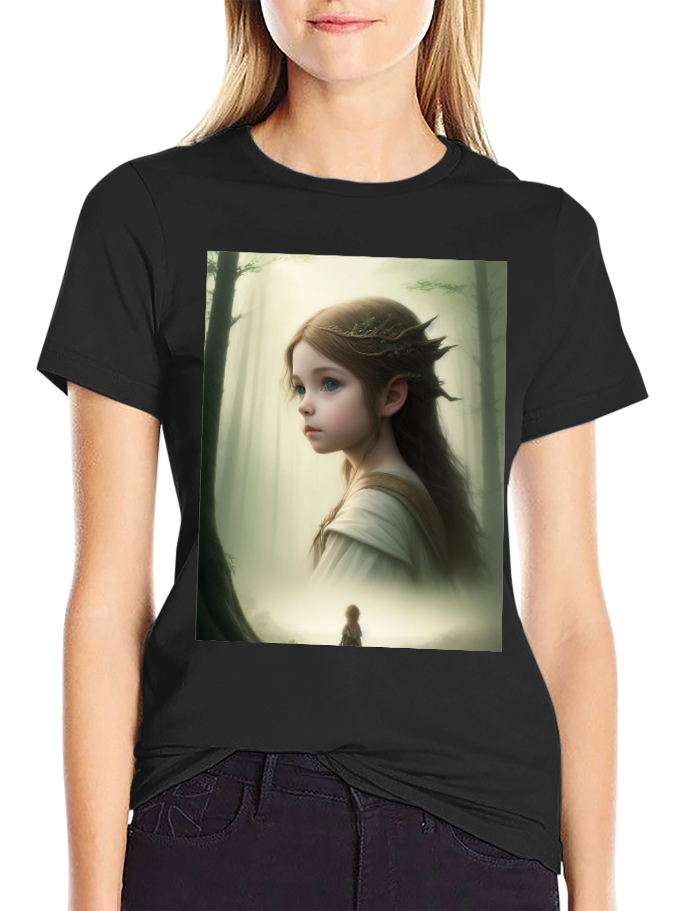 Fantasy Forest Girl T-Shirt - Artistic Graphic Tee