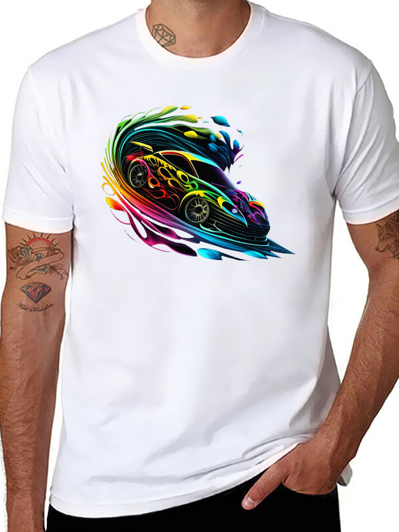 Neon Racer Graphic T-Shirt - Mens Black Tee
