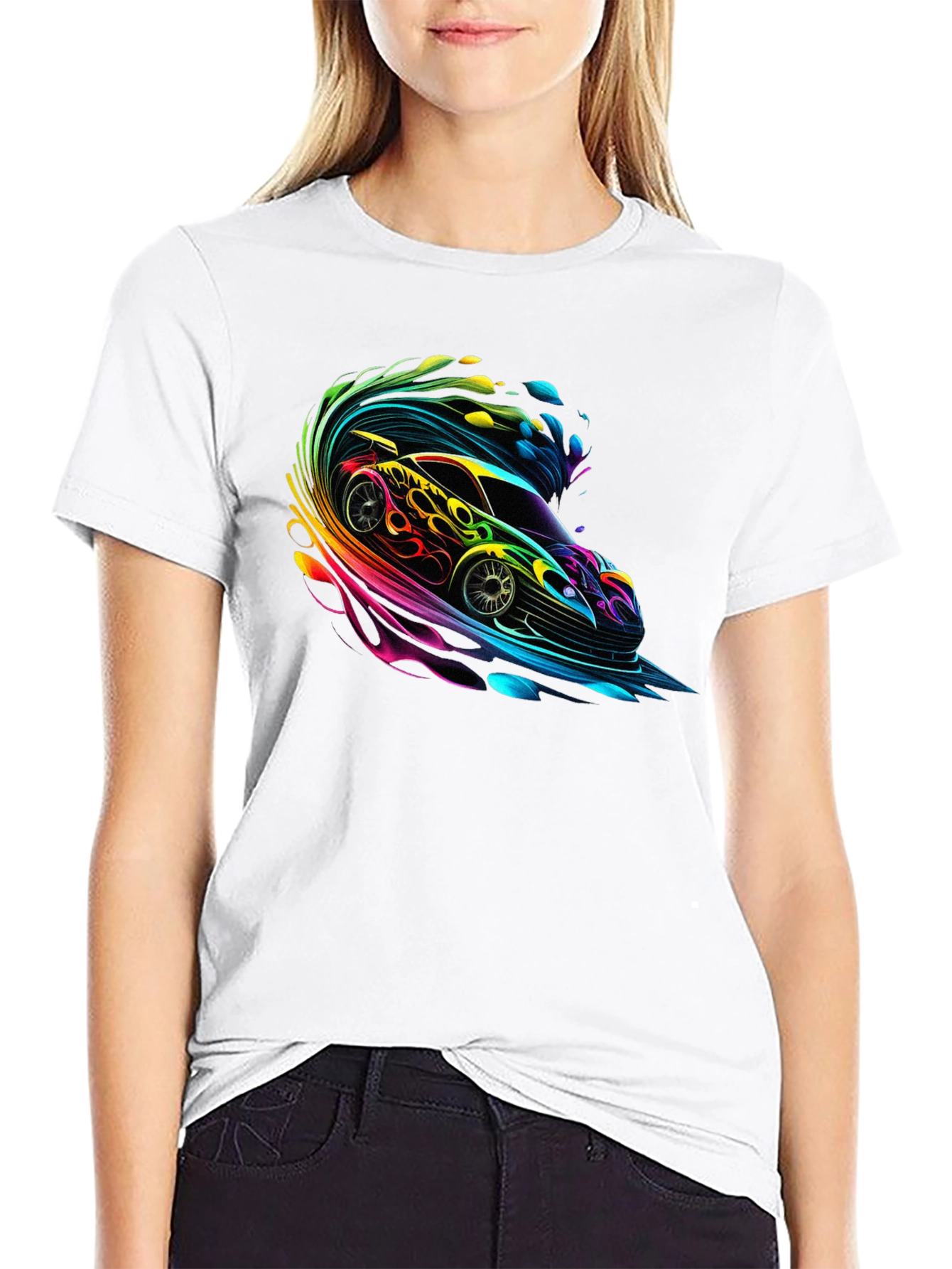 Neon Racer Graphic T-Shirt - Mens Black Tee