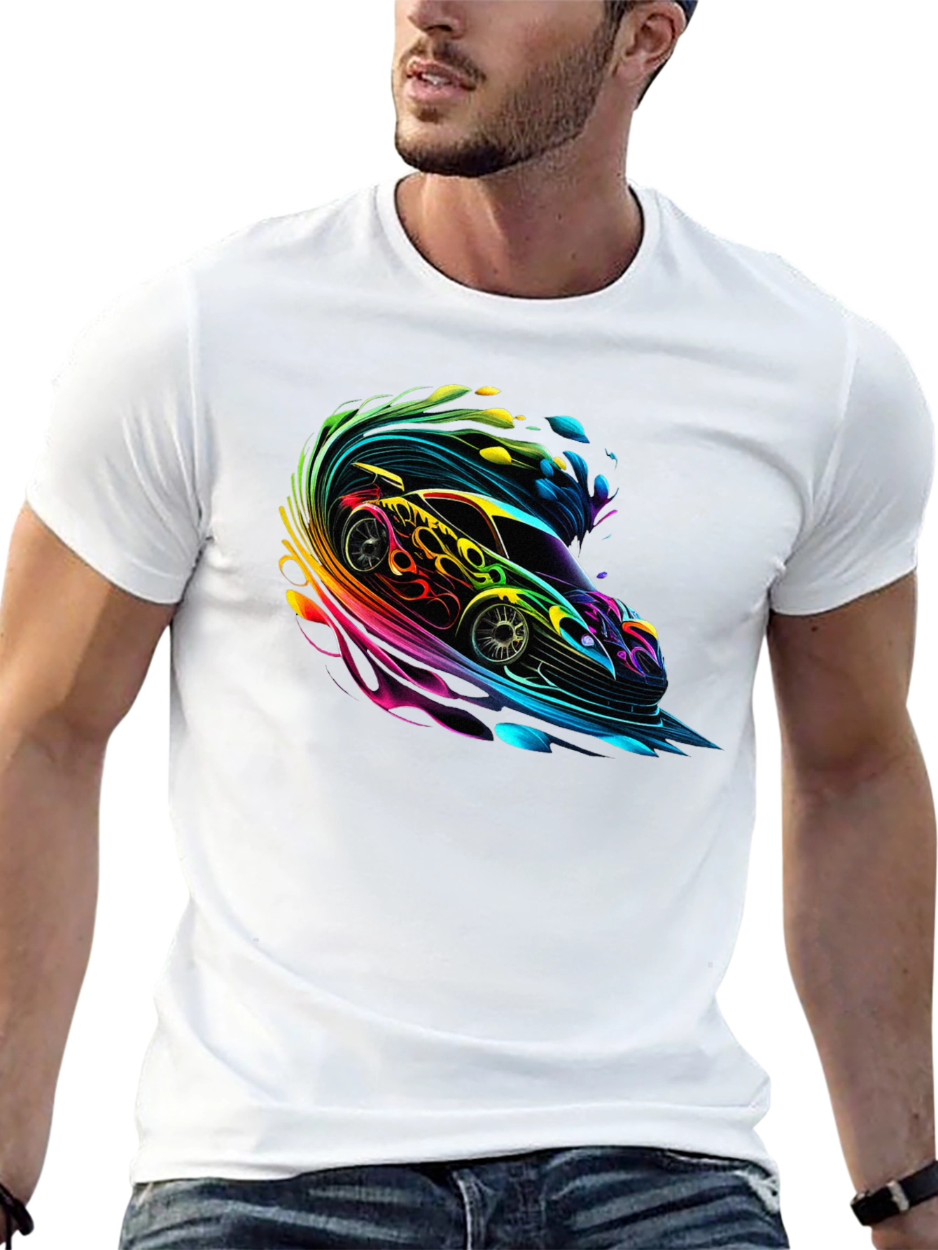 Neon Racer Graphic T-Shirt - Mens Black Tee