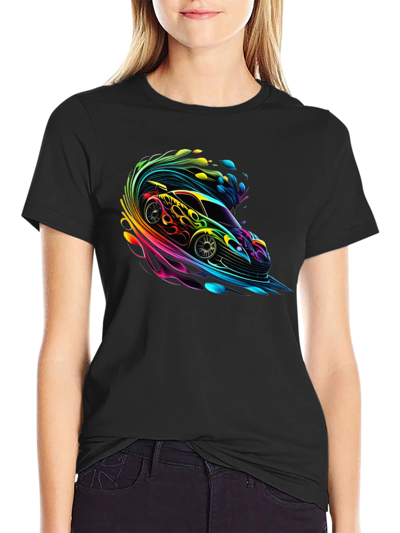 Neon Racer Graphic T-Shirt - Mens Black Tee