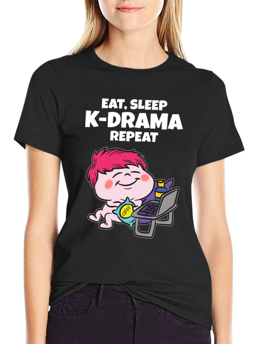 Eat Sleep K-Drama Repeat Graphic Tee