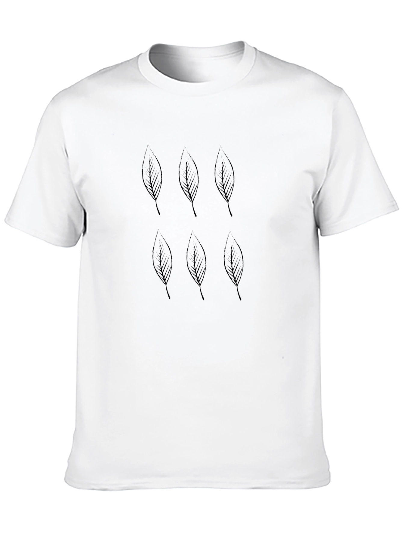 Leaf Pattern Black T-Shirt for Men