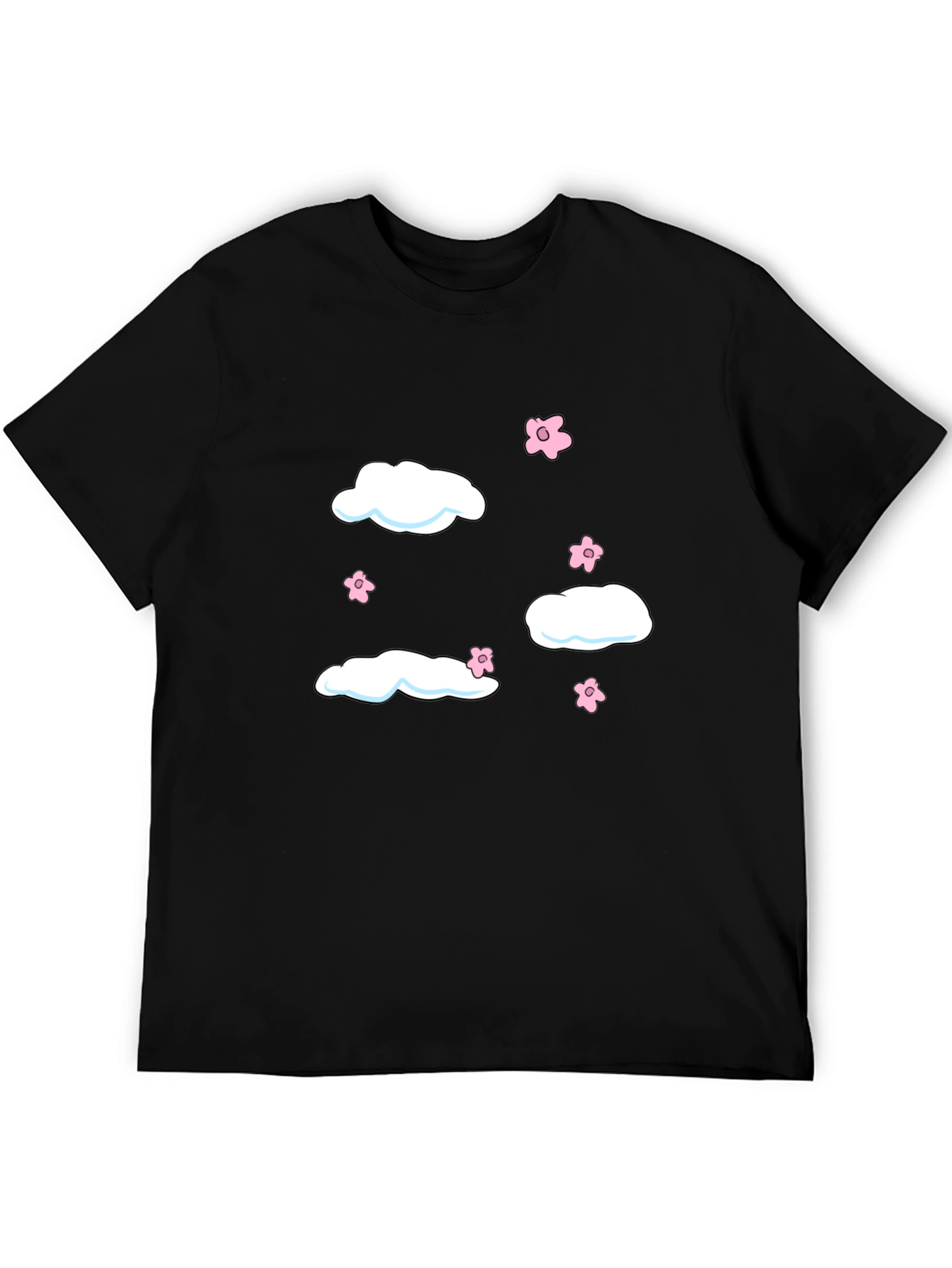 Cloud & Flower Graphic Tee - Black Casual Shirt
