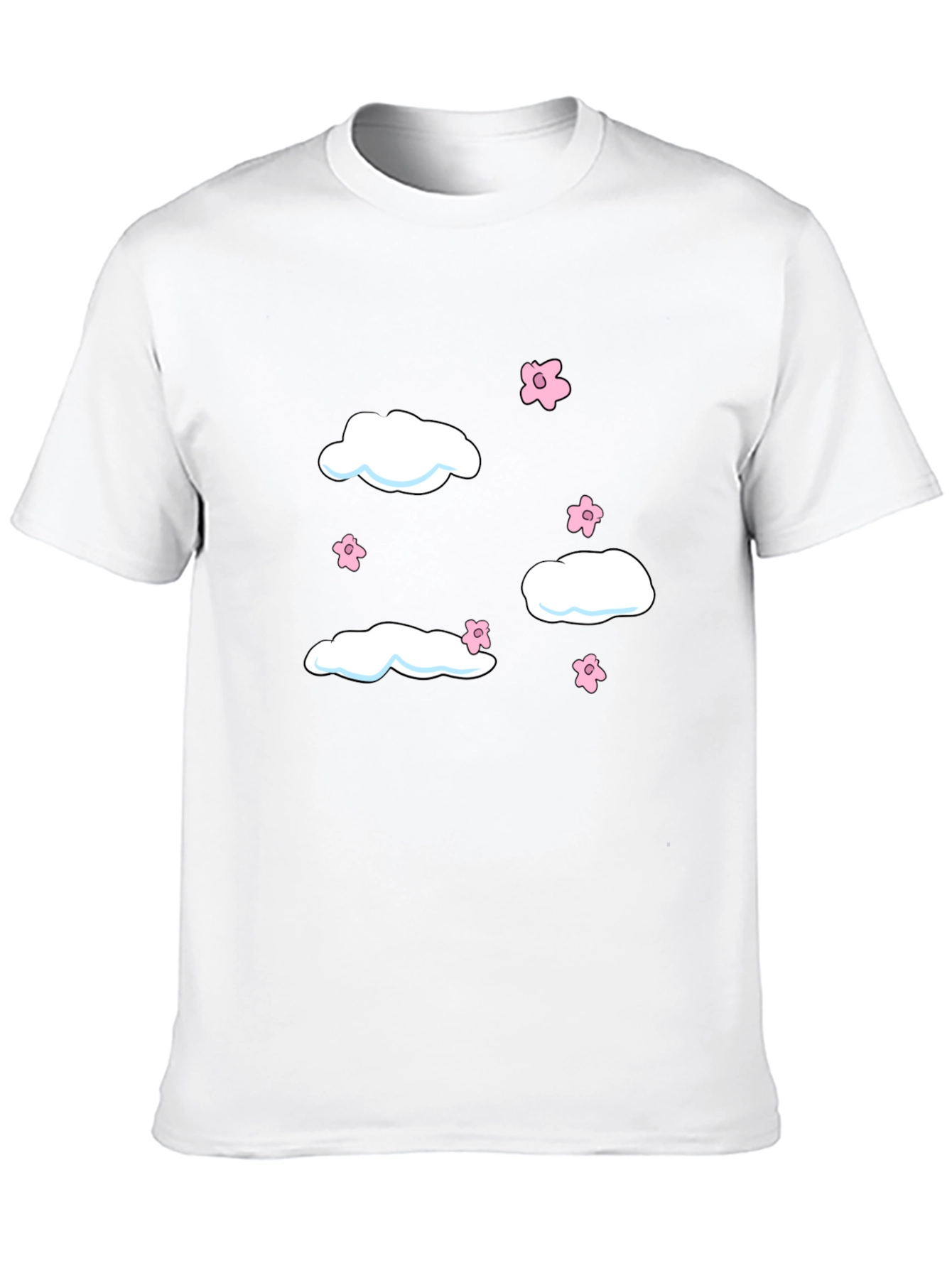 Cloud & Flower Graphic Tee - Black Casual Shirt