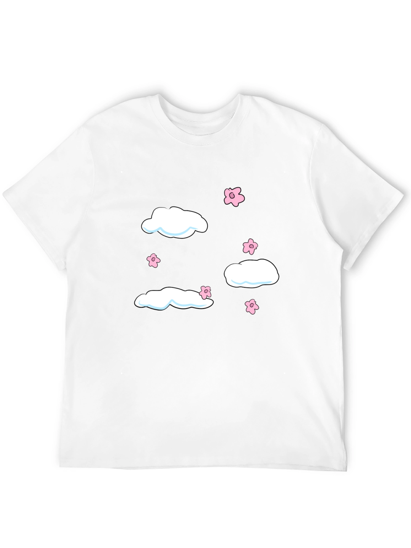 Cloud & Flower Graphic Tee - Black Casual Shirt