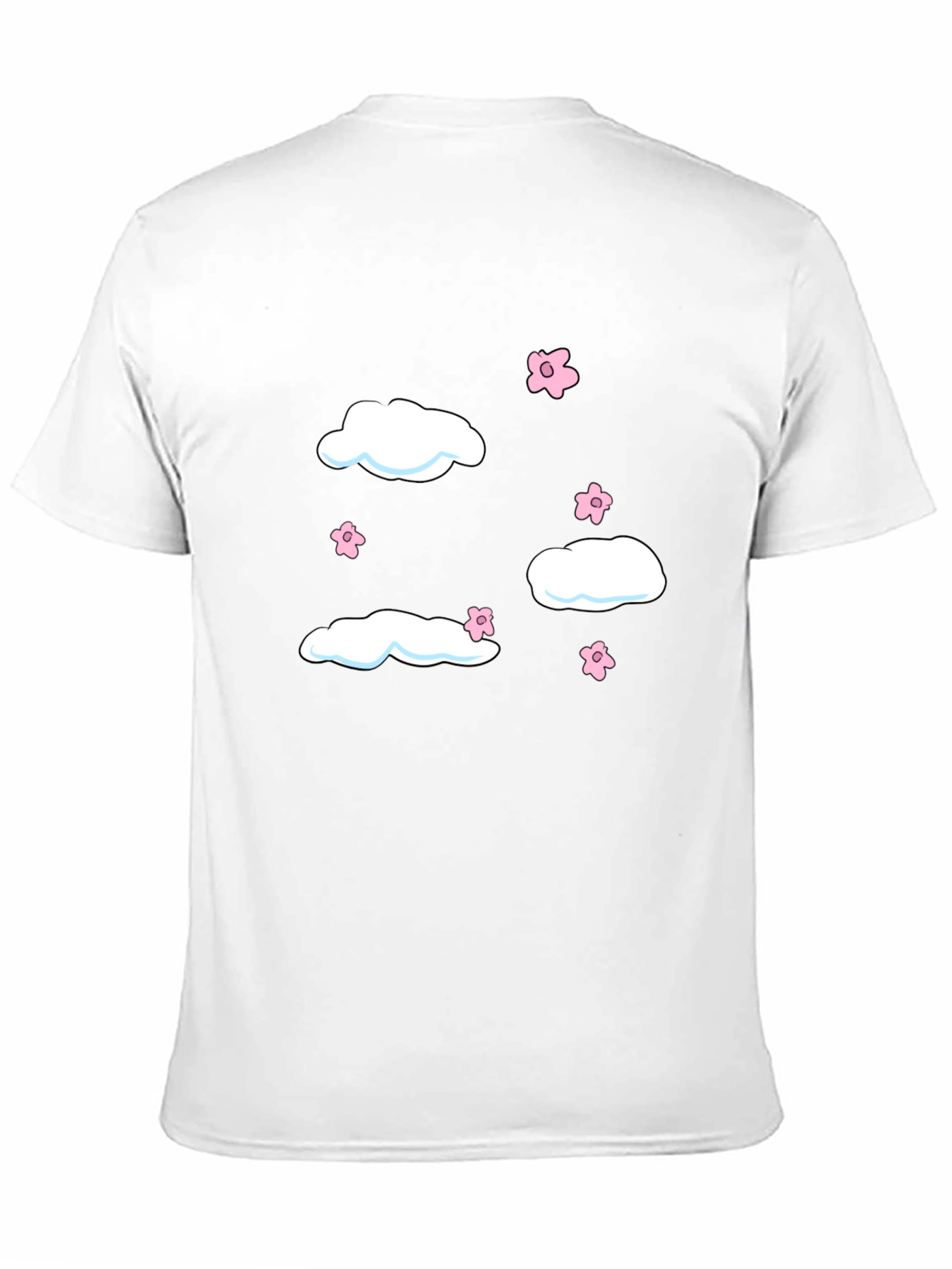 Cloud & Flower Graphic Tee - Black Casual Shirt