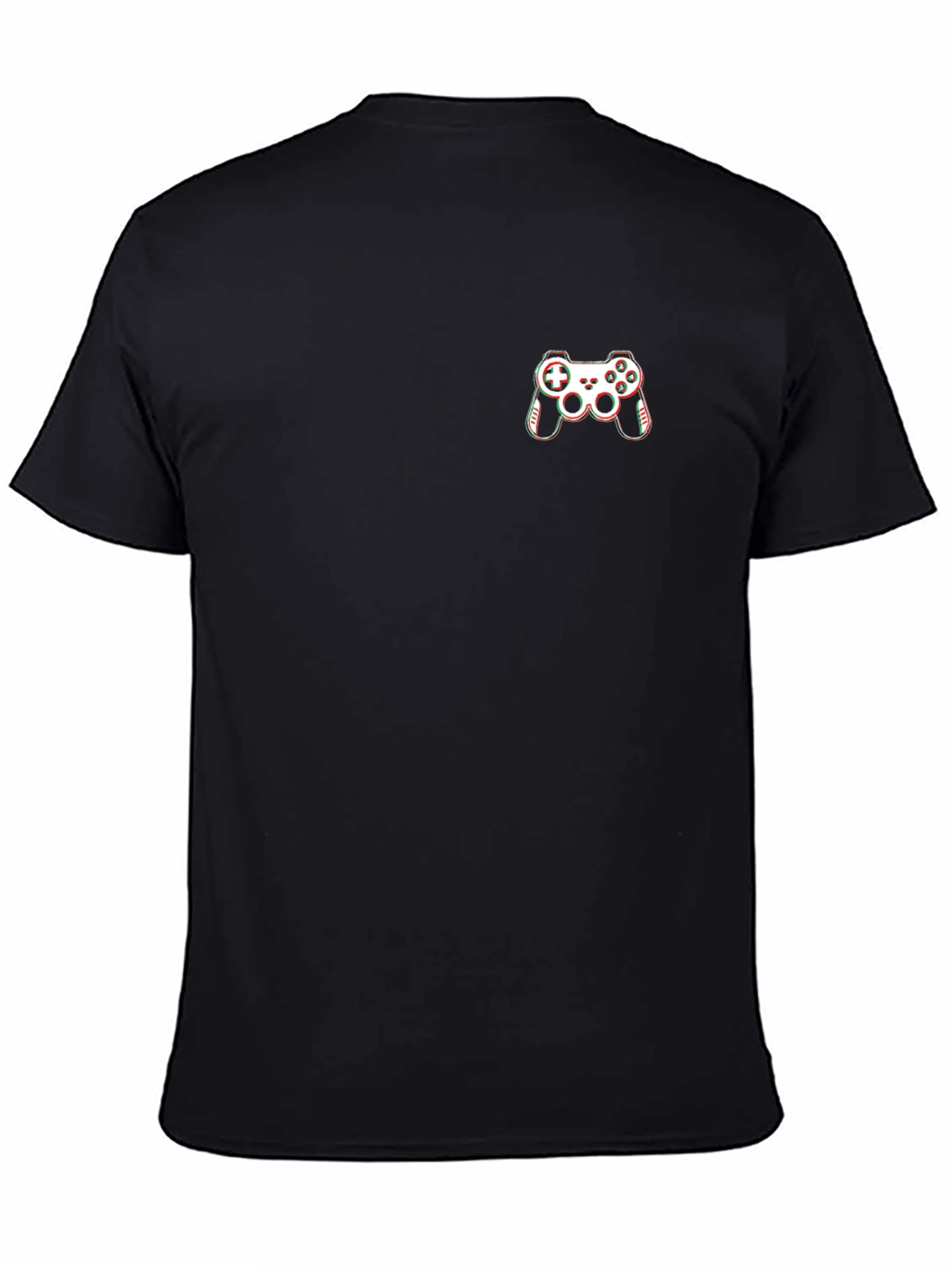 Gamer Style Black T-Shirt with Controller Graphic