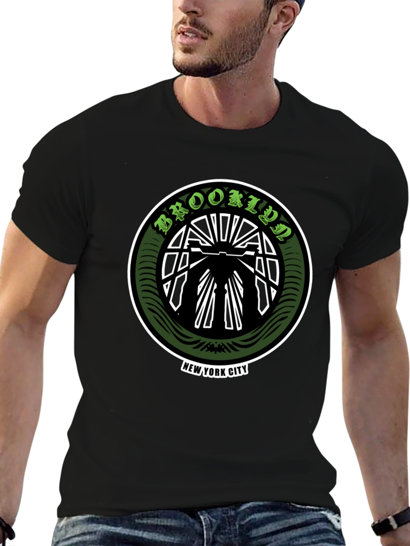Brooklyn NY T-Shirt Black Cotton Graphic Tee