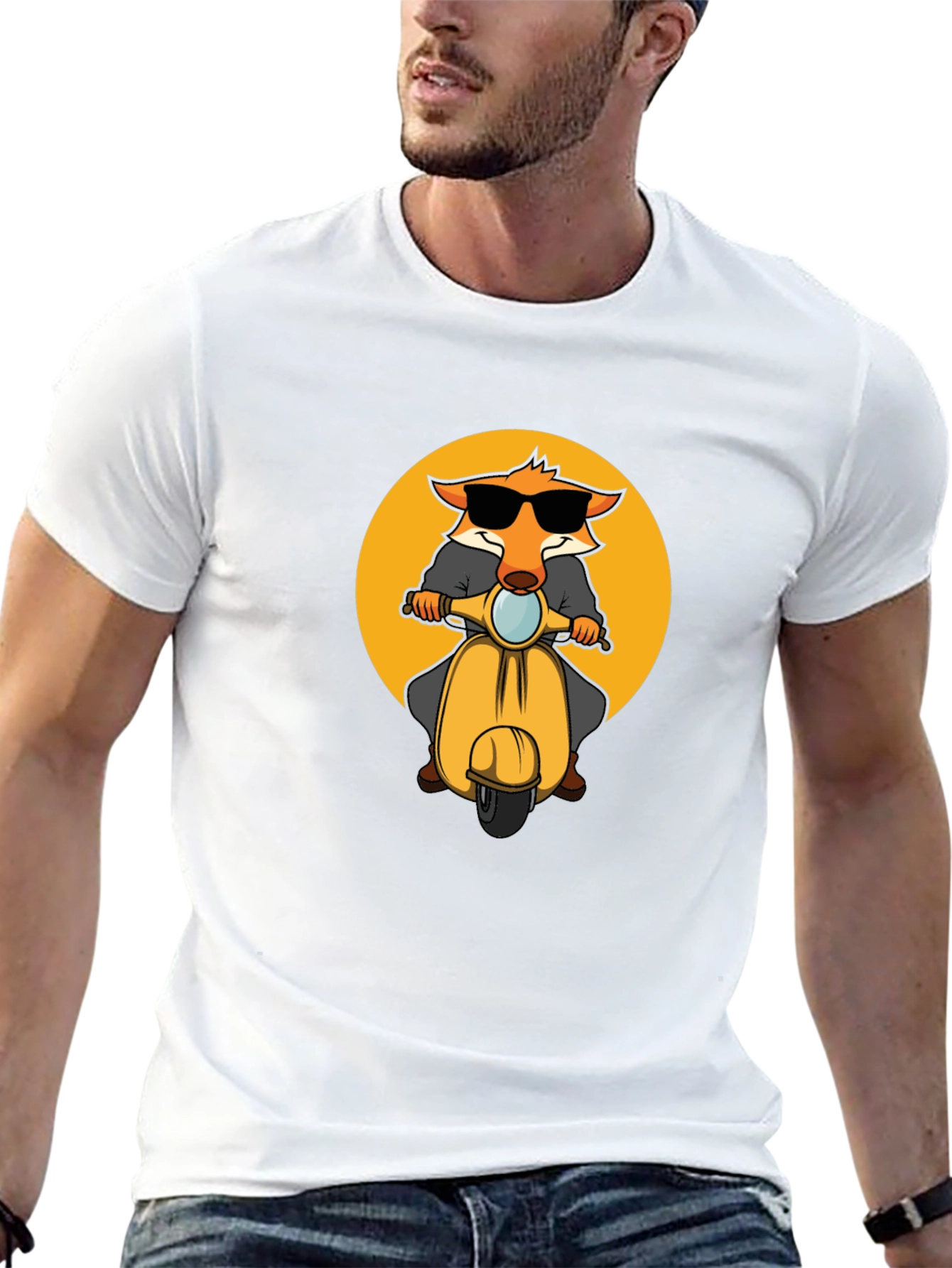 Cool Fox on Scooter Graphic T-Shirt