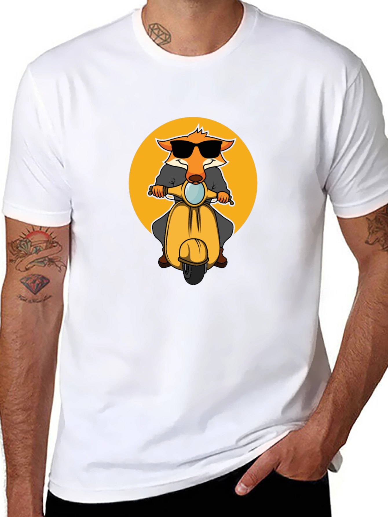 Cool Fox on Scooter Graphic T-Shirt