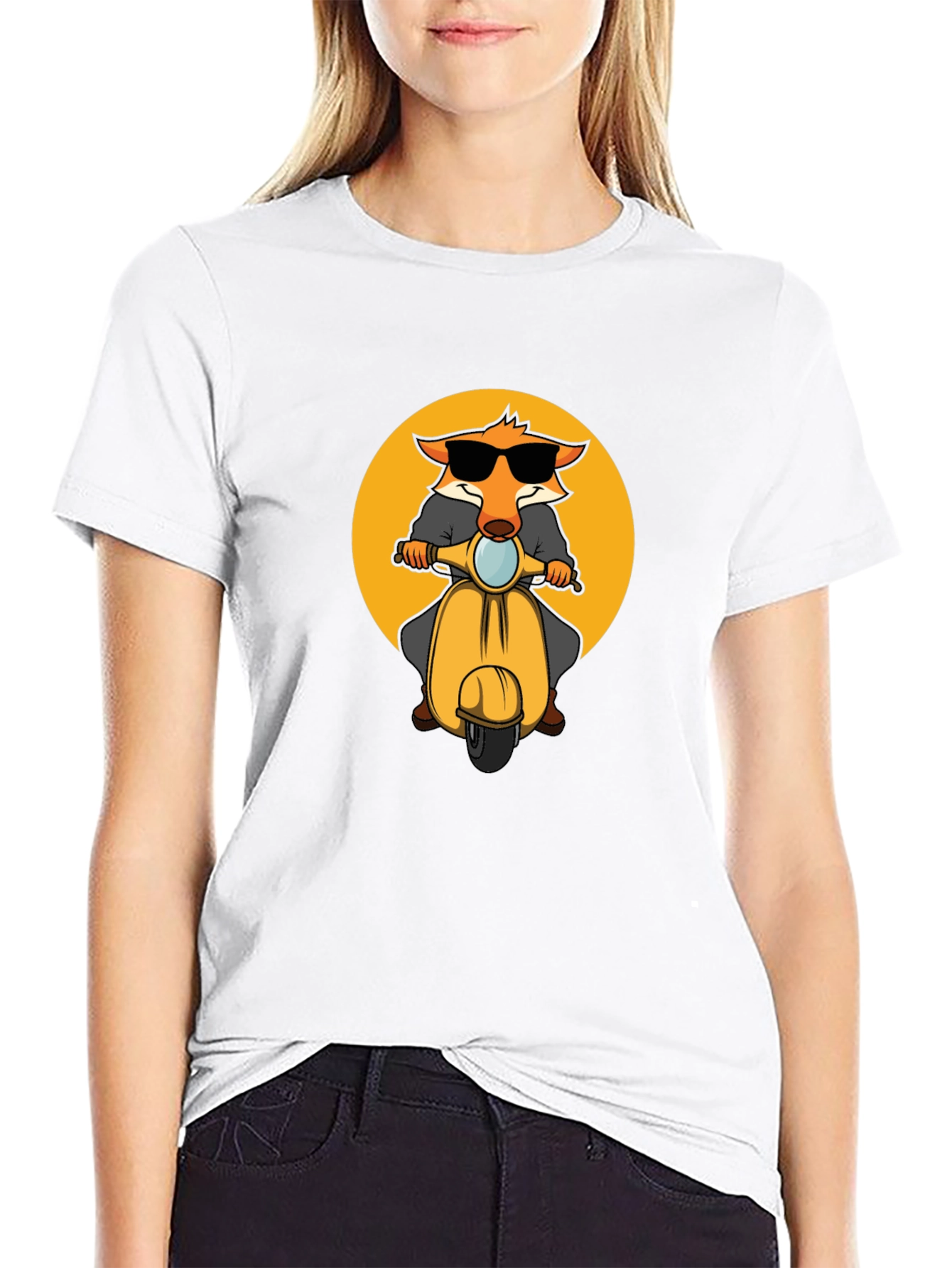 Cool Fox on Scooter Graphic T-Shirt