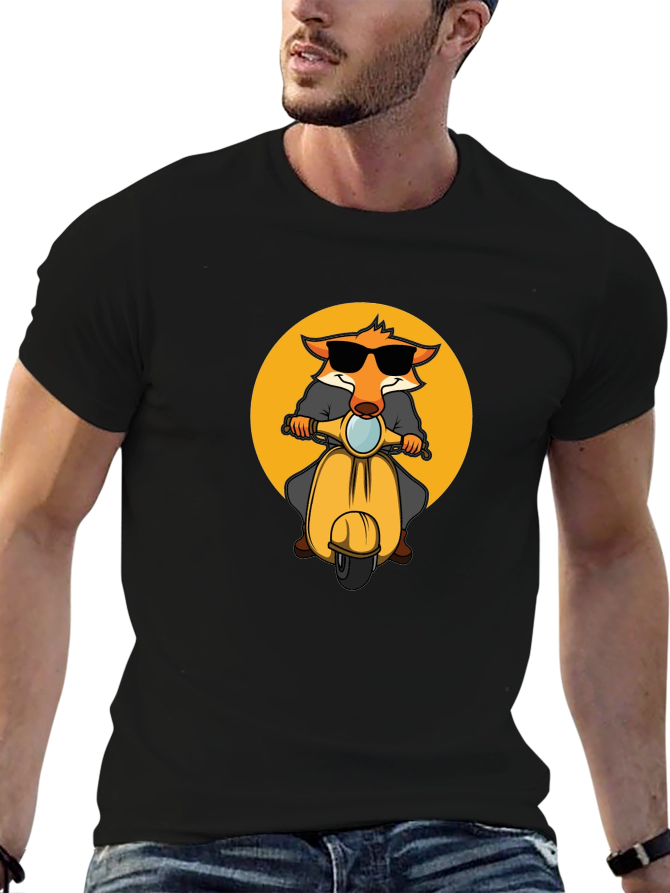 Cool Fox on Scooter Graphic T-Shirt