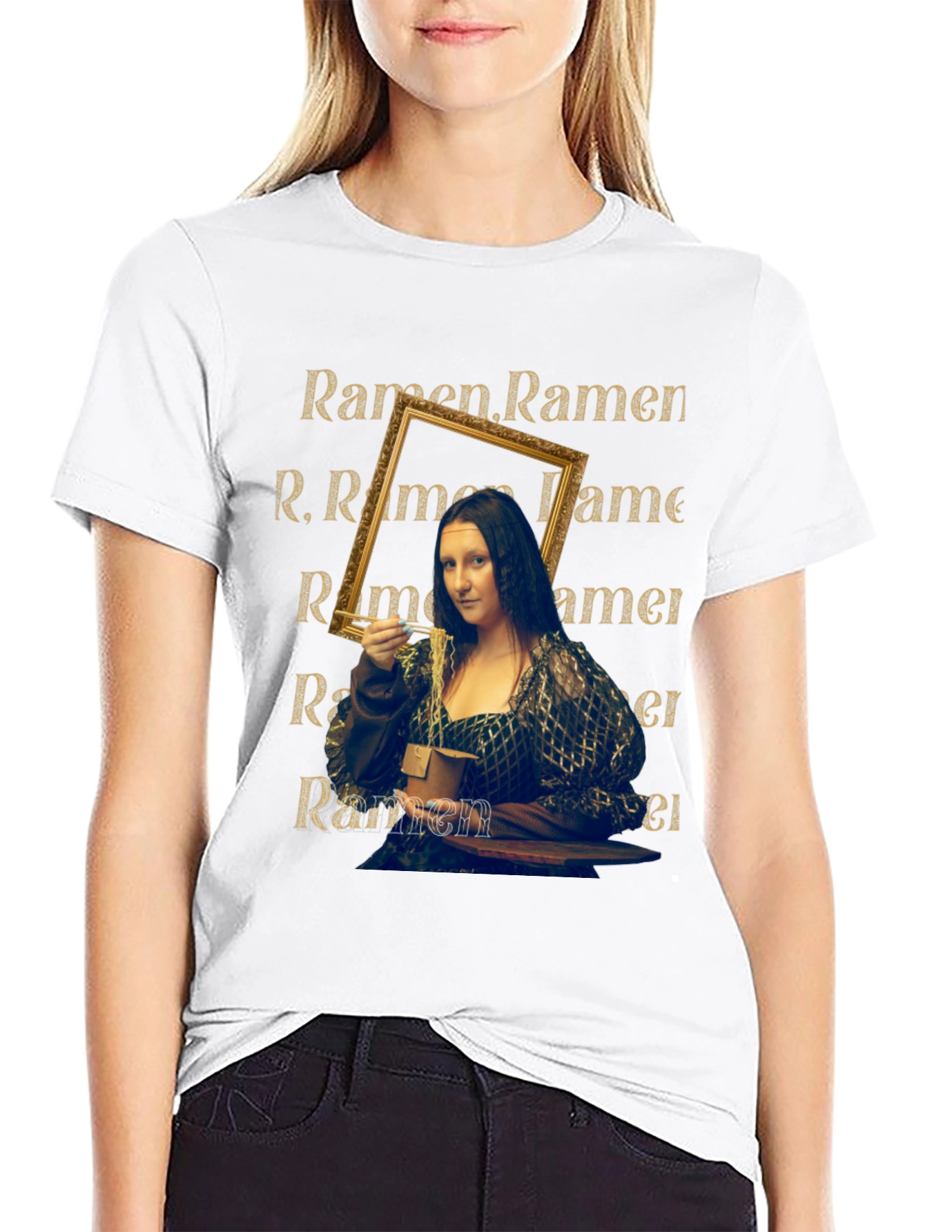 Mona Lisa Ramen T-Shirt - Funny Art Tee