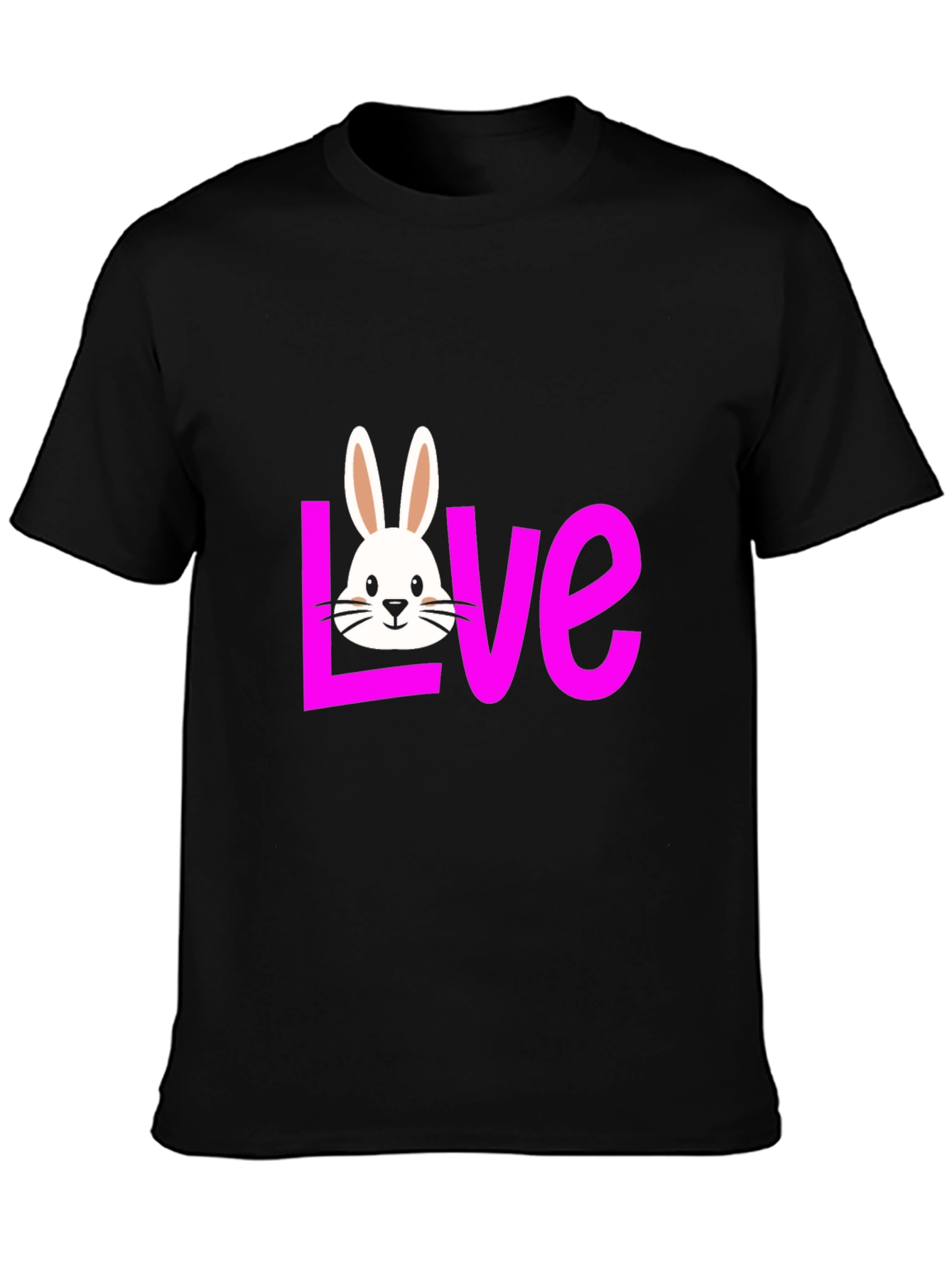 Love Bunny Graphic Tee - Black Casual T-Shirt
