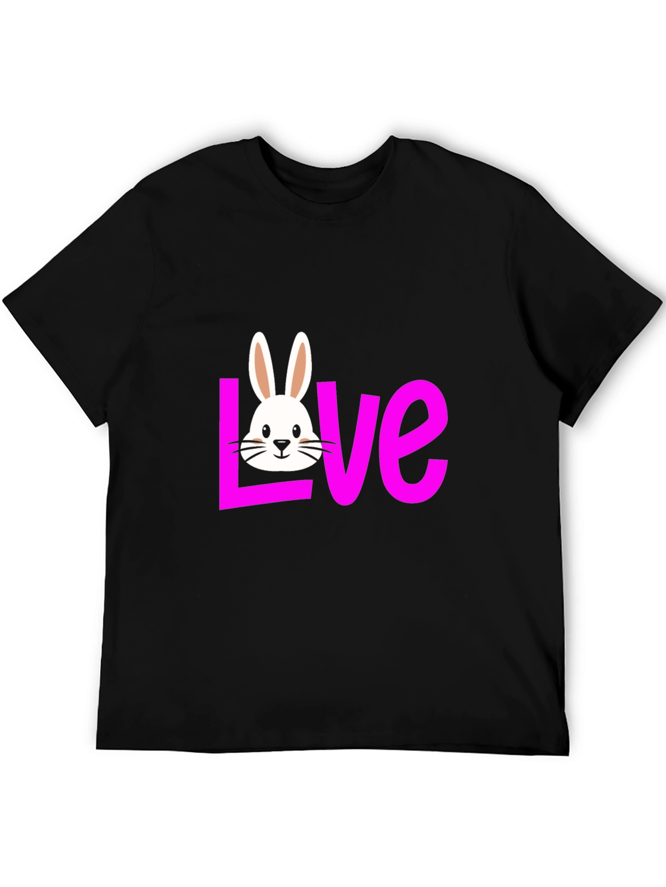 Love Bunny Graphic Tee - Black Casual T-Shirt