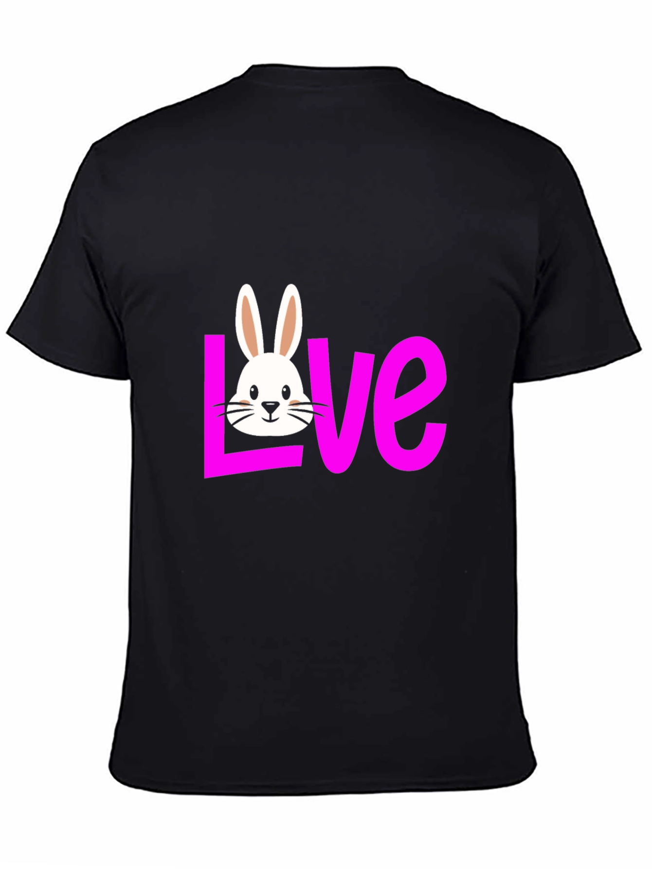 Love Bunny Graphic Tee - Black Casual T-Shirt