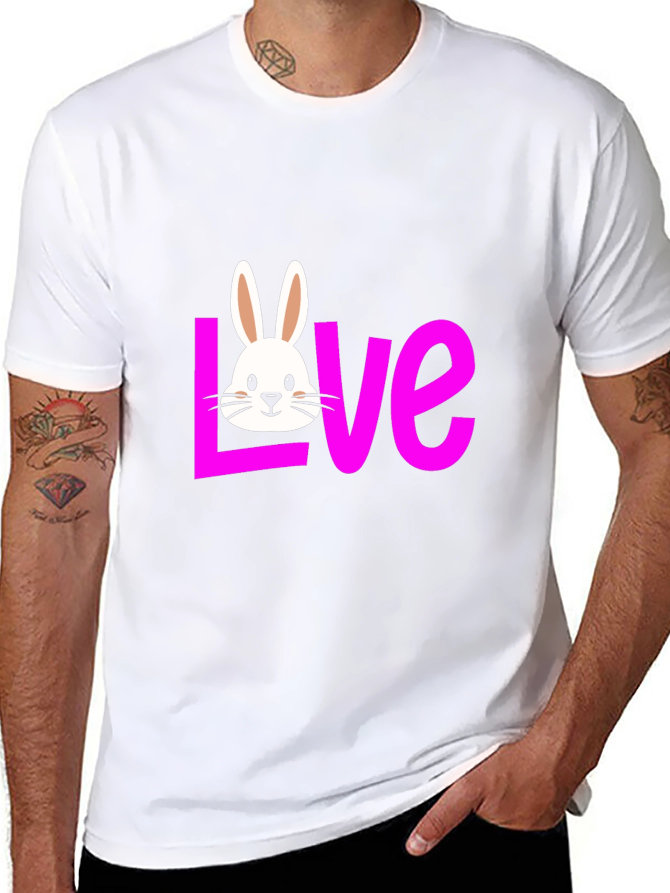 Love Bunny Graphic Tee - Black Casual T-Shirt