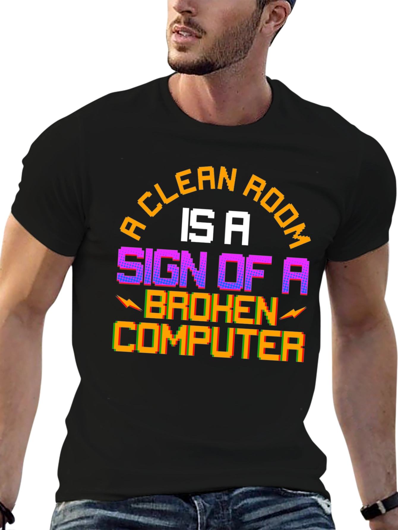 Funny Gamer T-Shirt - Clean Room Broken Computer