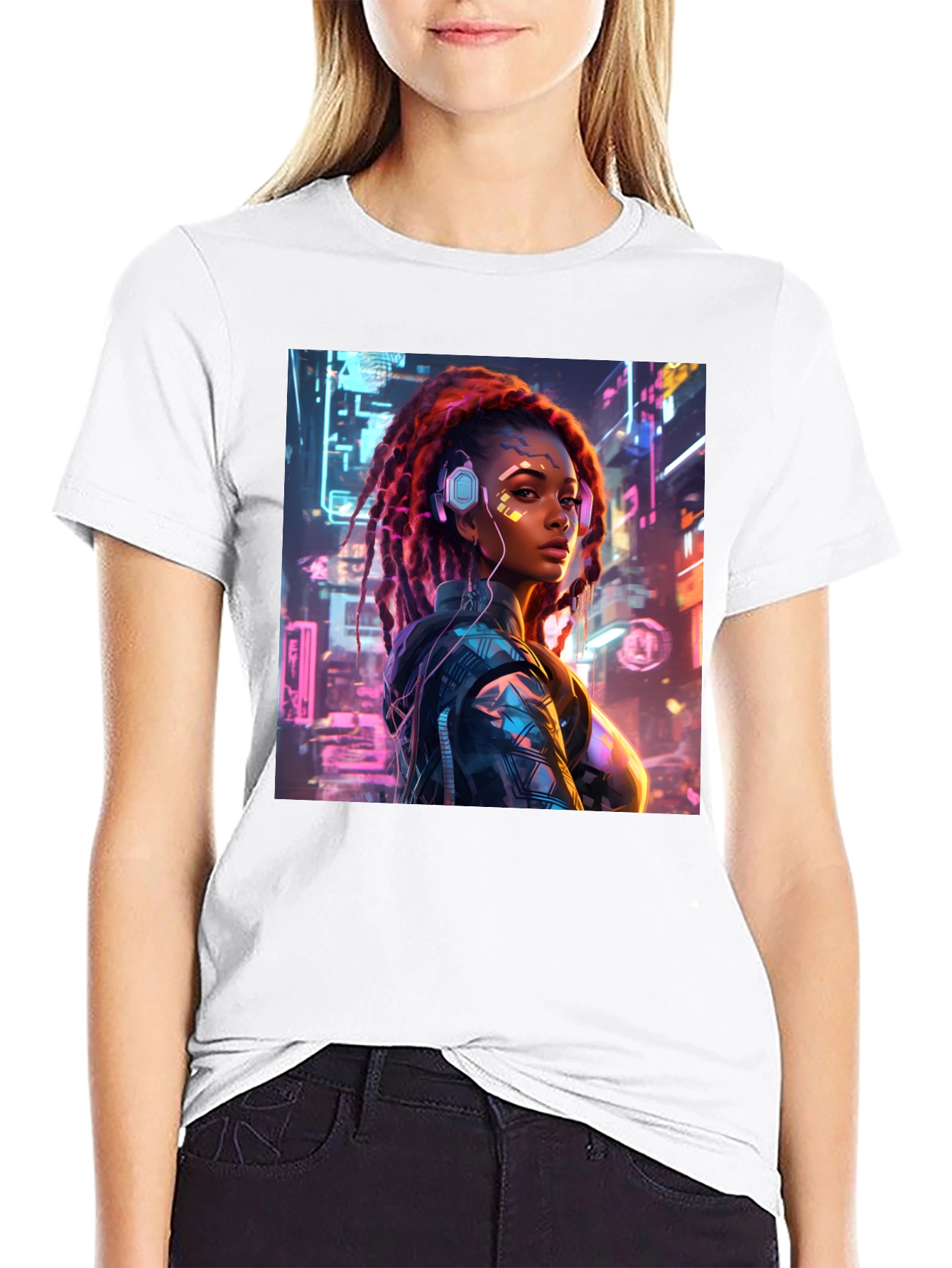 Cyberpunk Girl T-Shirt - Futuristic Fashion