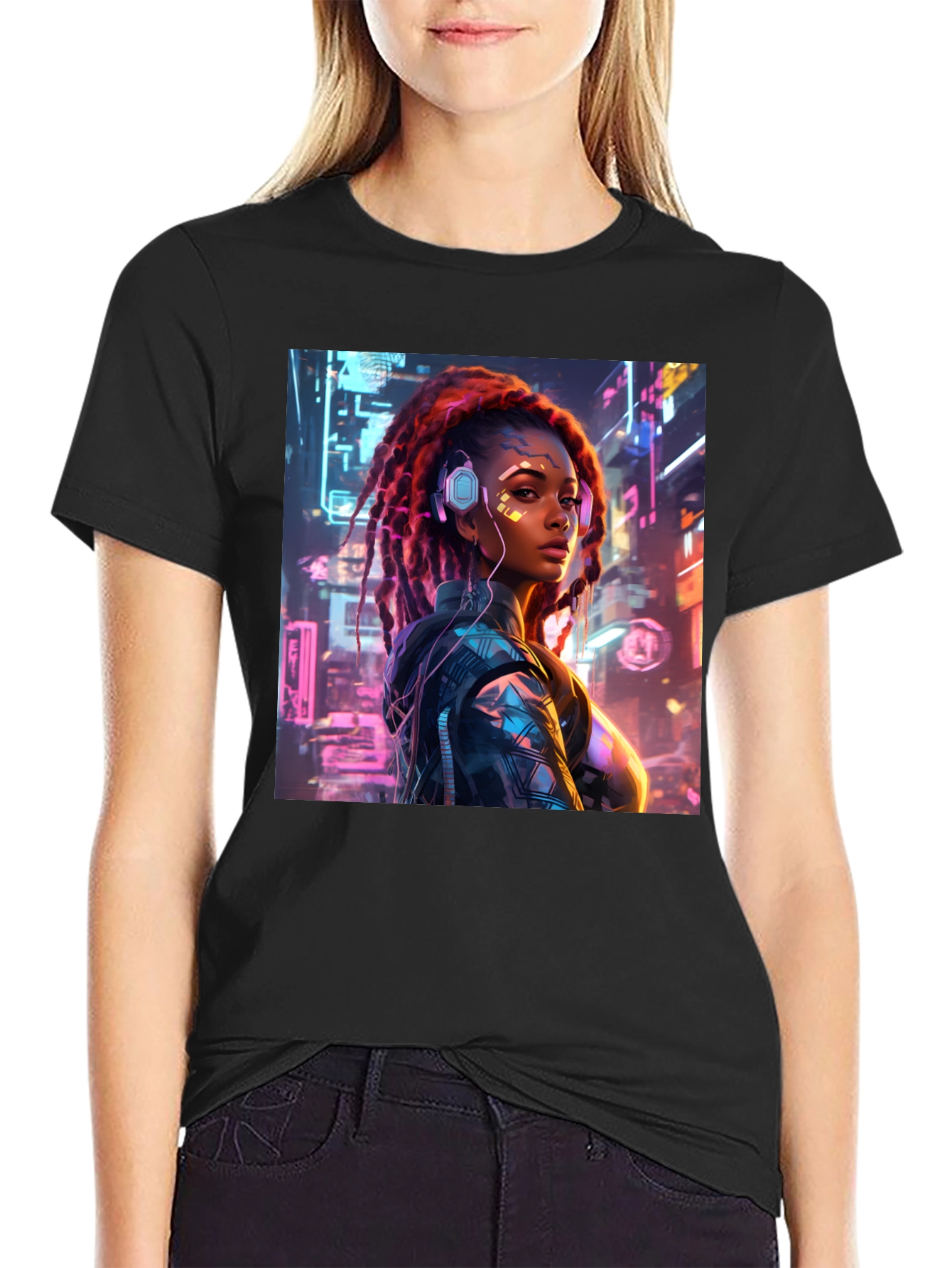 Cyberpunk Girl T-Shirt - Futuristic Fashion