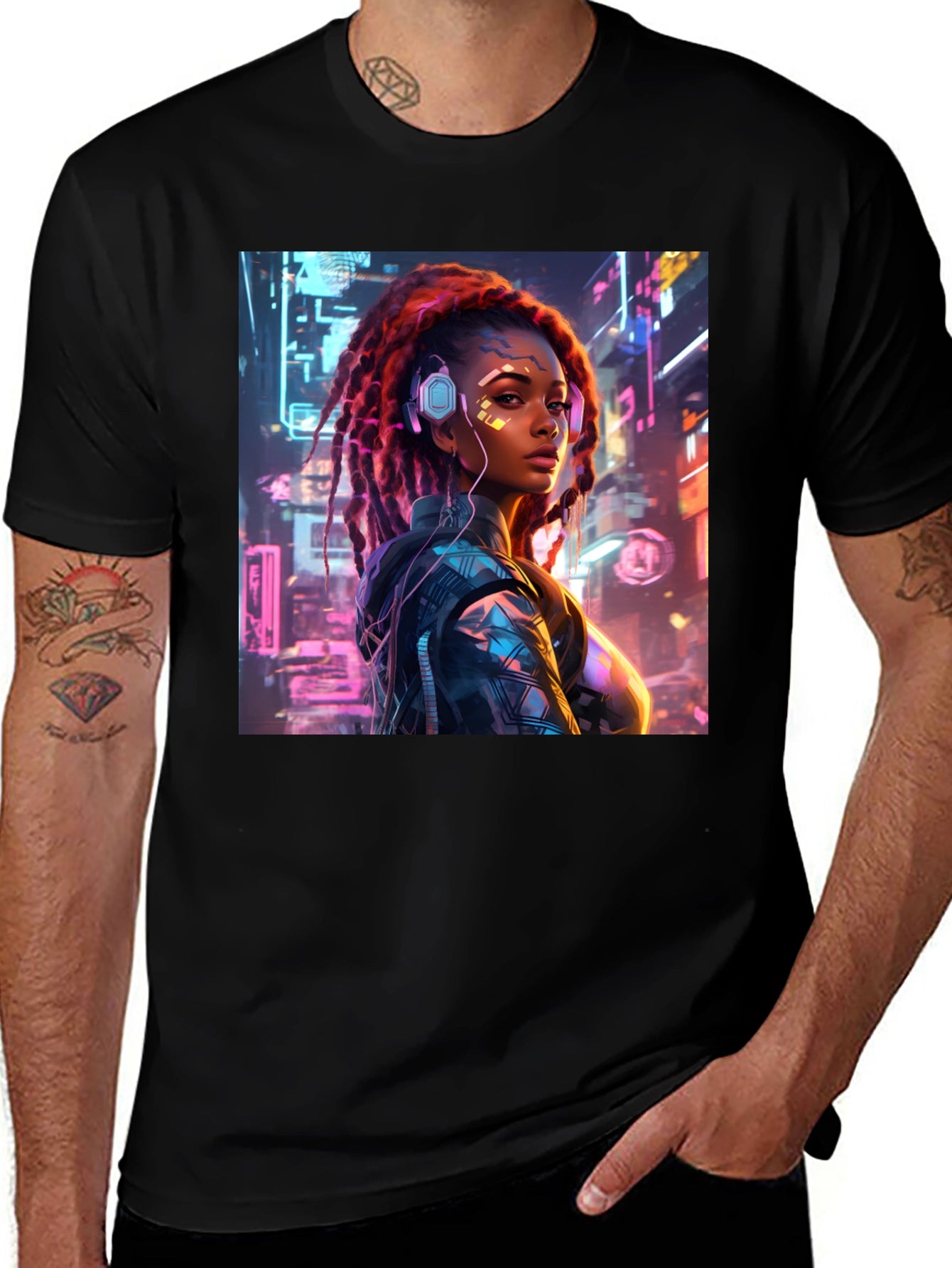 Cyberpunk Girl T-Shirt - Futuristic Fashion
