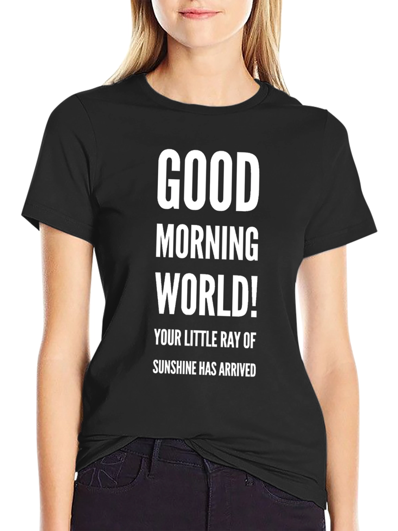 Good Morning World! Black Graphic Tee