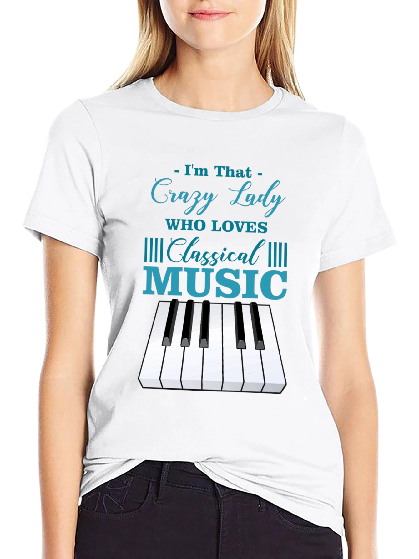 Crazy Lady Classical Music Piano Tee
