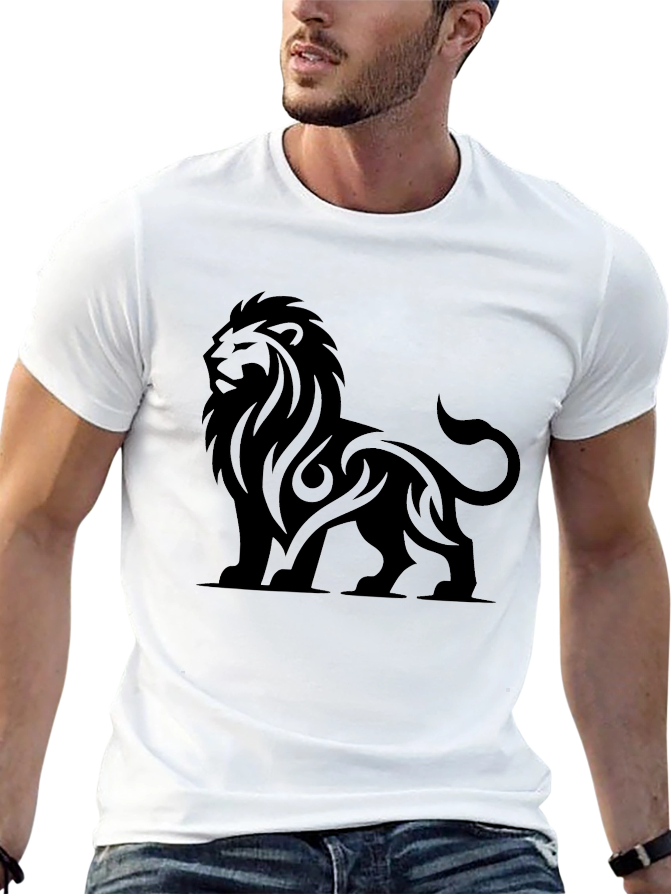 Lion Graphic Black Tee - Stylish Mens T-Shirt