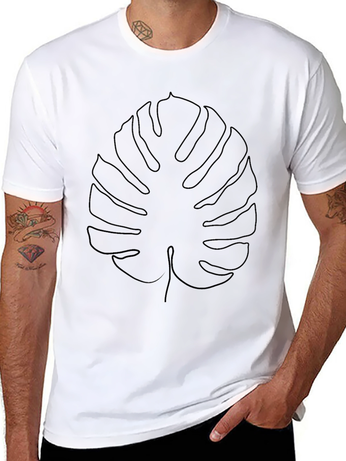 Minimalist Monstera Leaf Graphic T-Shirt