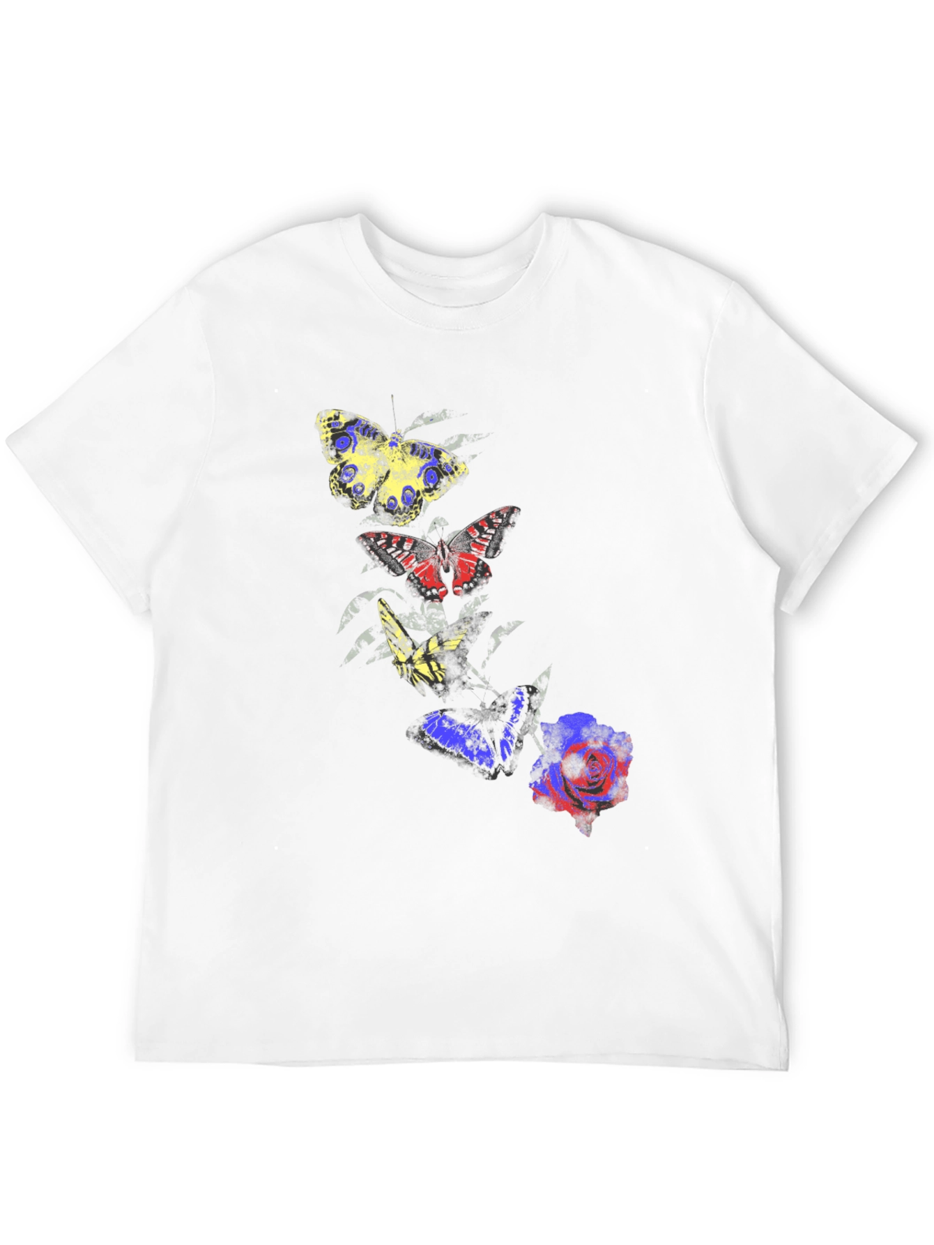 Butterfly & Rose Graphic Tee - Mens Black T-Shirt