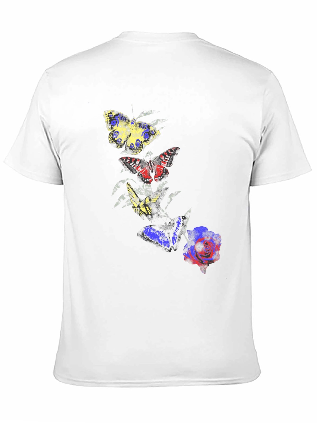Butterfly & Rose Graphic Tee - Mens Black T-Shirt