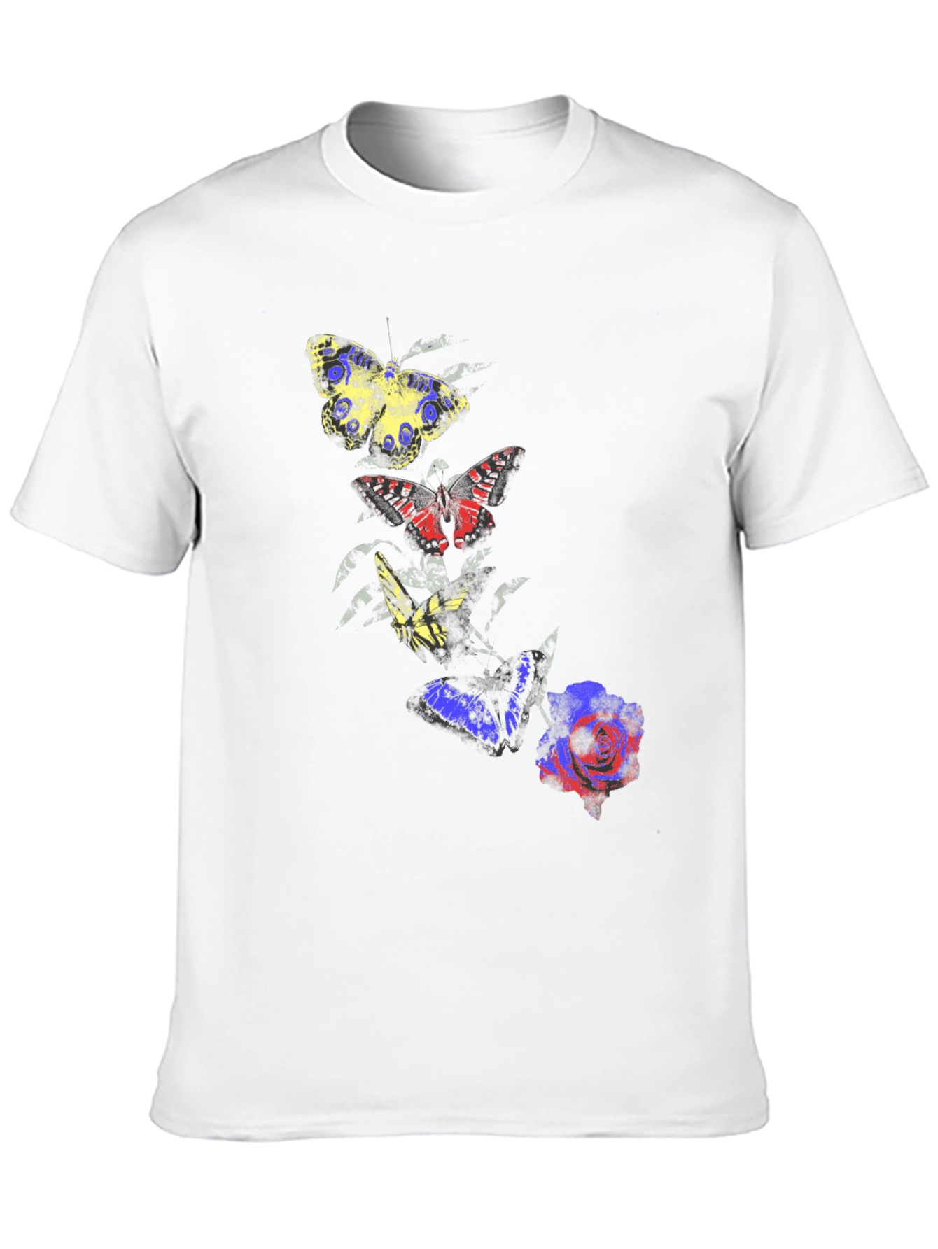 Butterfly & Rose Graphic Tee - Mens Black T-Shirt