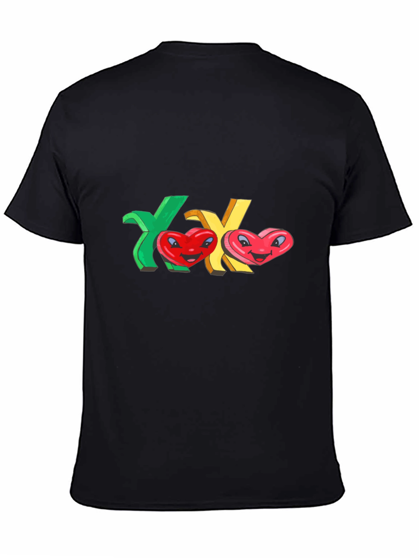 XO Hearts Graphic Black T-Shirt