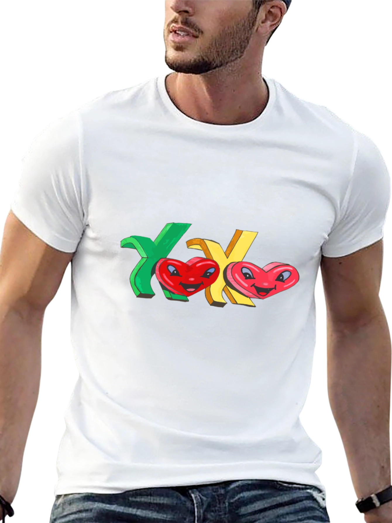 XO Hearts Graphic Black T-Shirt
