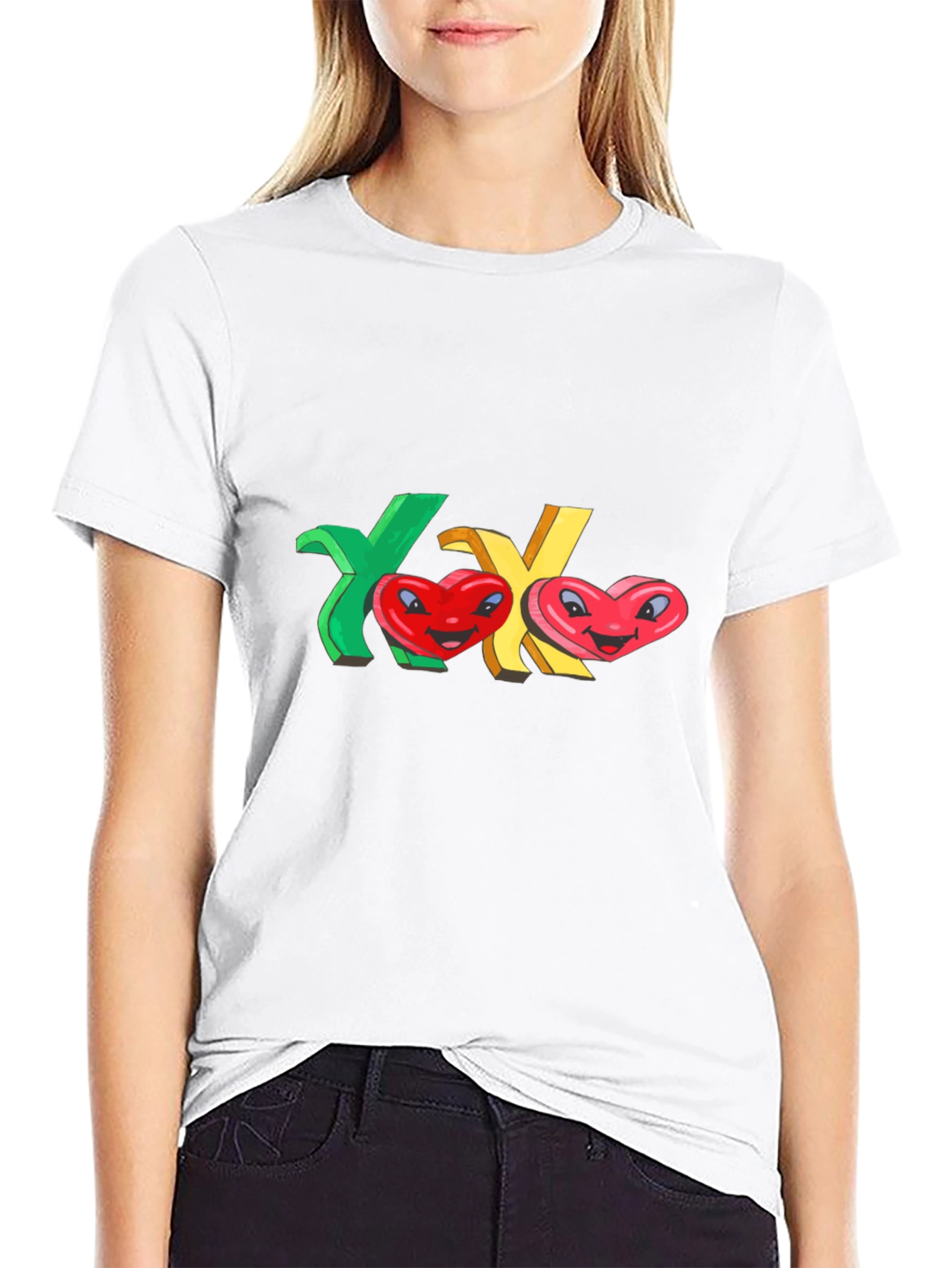 XO Hearts Graphic Black T-Shirt