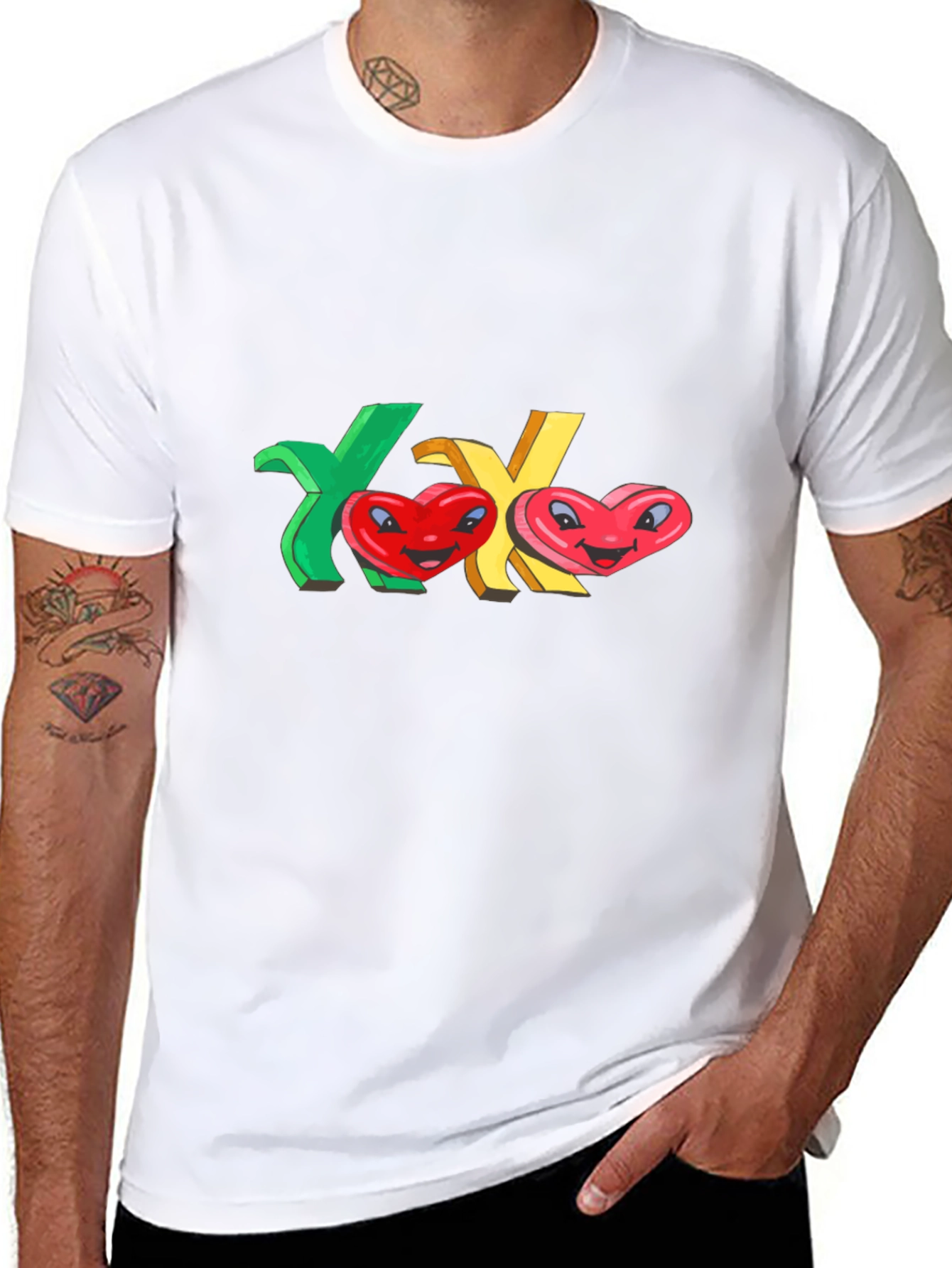 XO Hearts Graphic Black T-Shirt