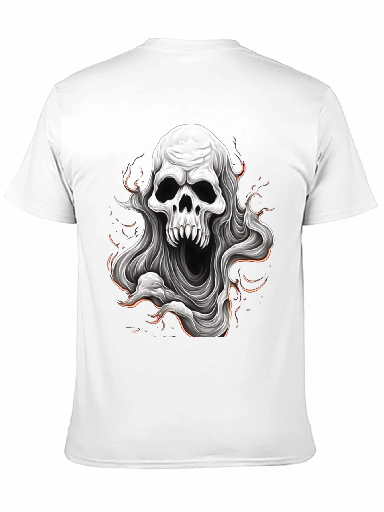 Skull Ghost Graphic Tee - Black Cotton T-Shirt