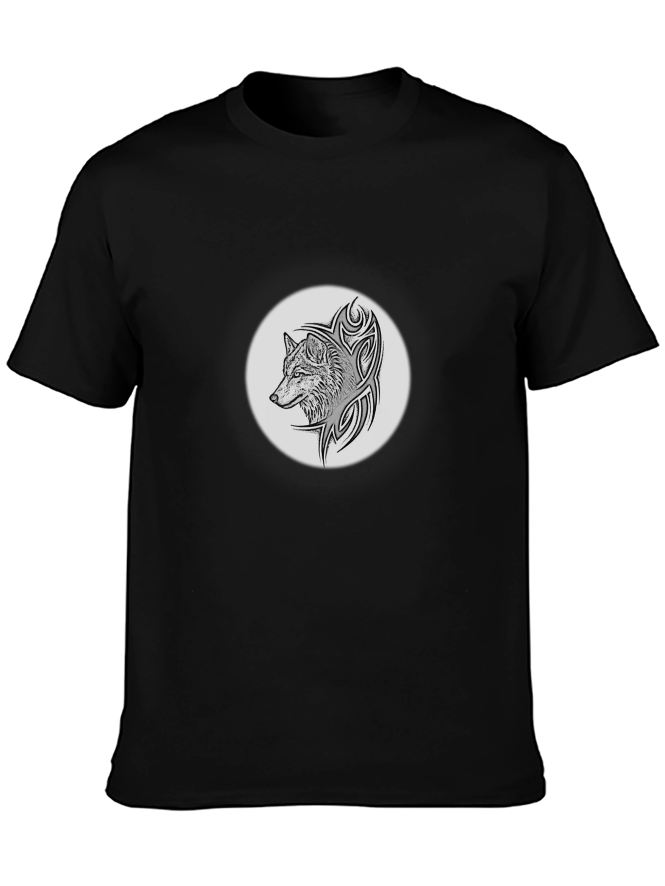 Wolf Tribal Graphic Black T-Shirt