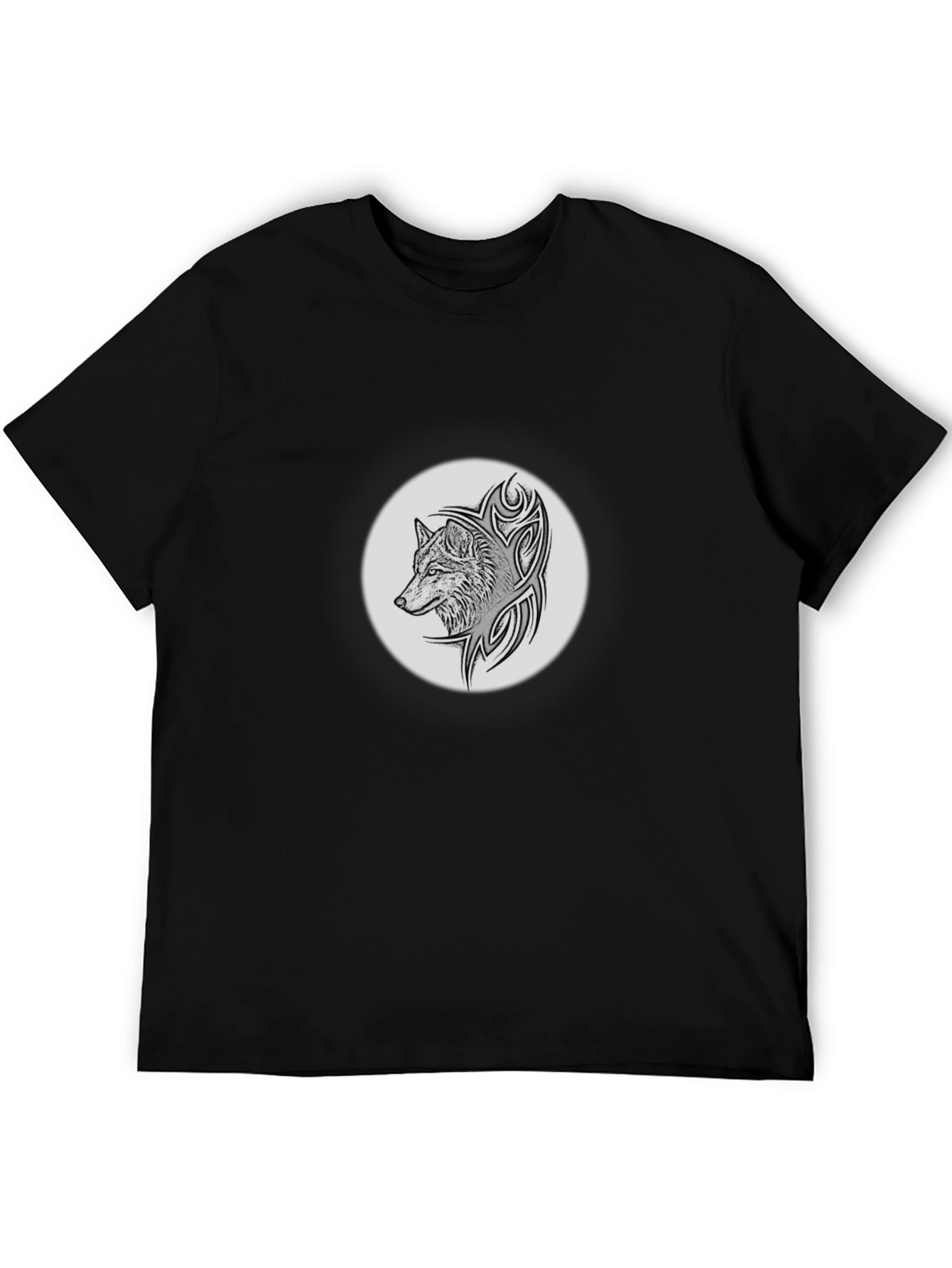Wolf Tribal Graphic Black T-Shirt