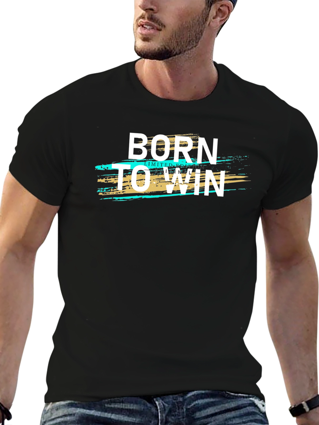 Born to Win Graphic Print Black T-Shirt