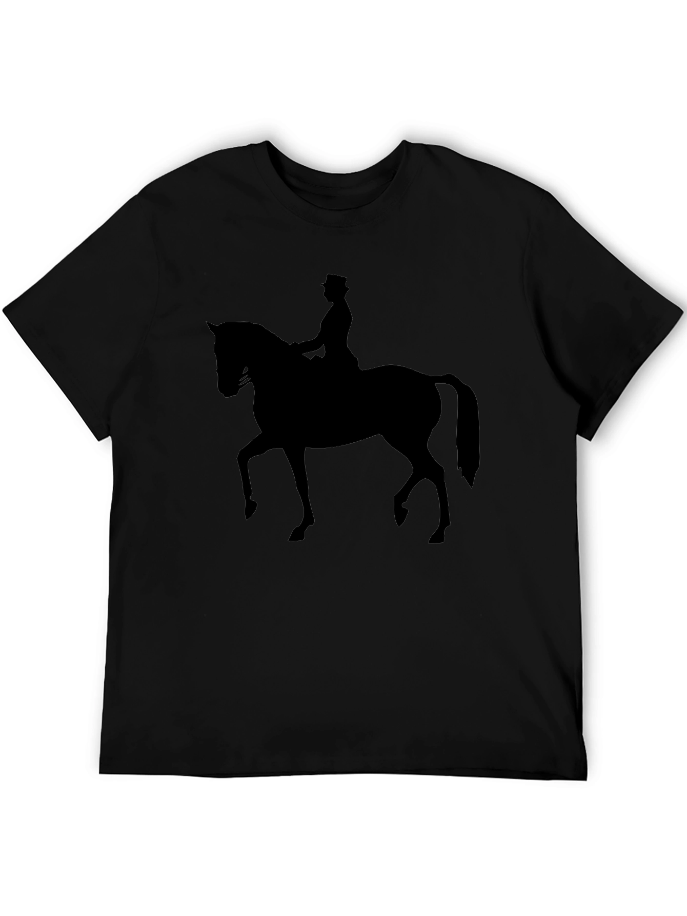 Equestrian Silhouette Tee - Classic Black Cotton T-Shirt