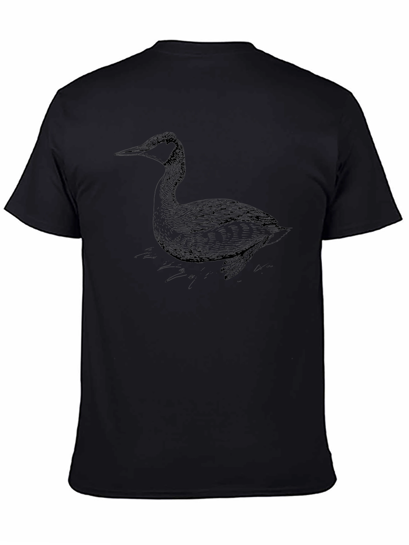 Black T-Shirt with Bird Illustration