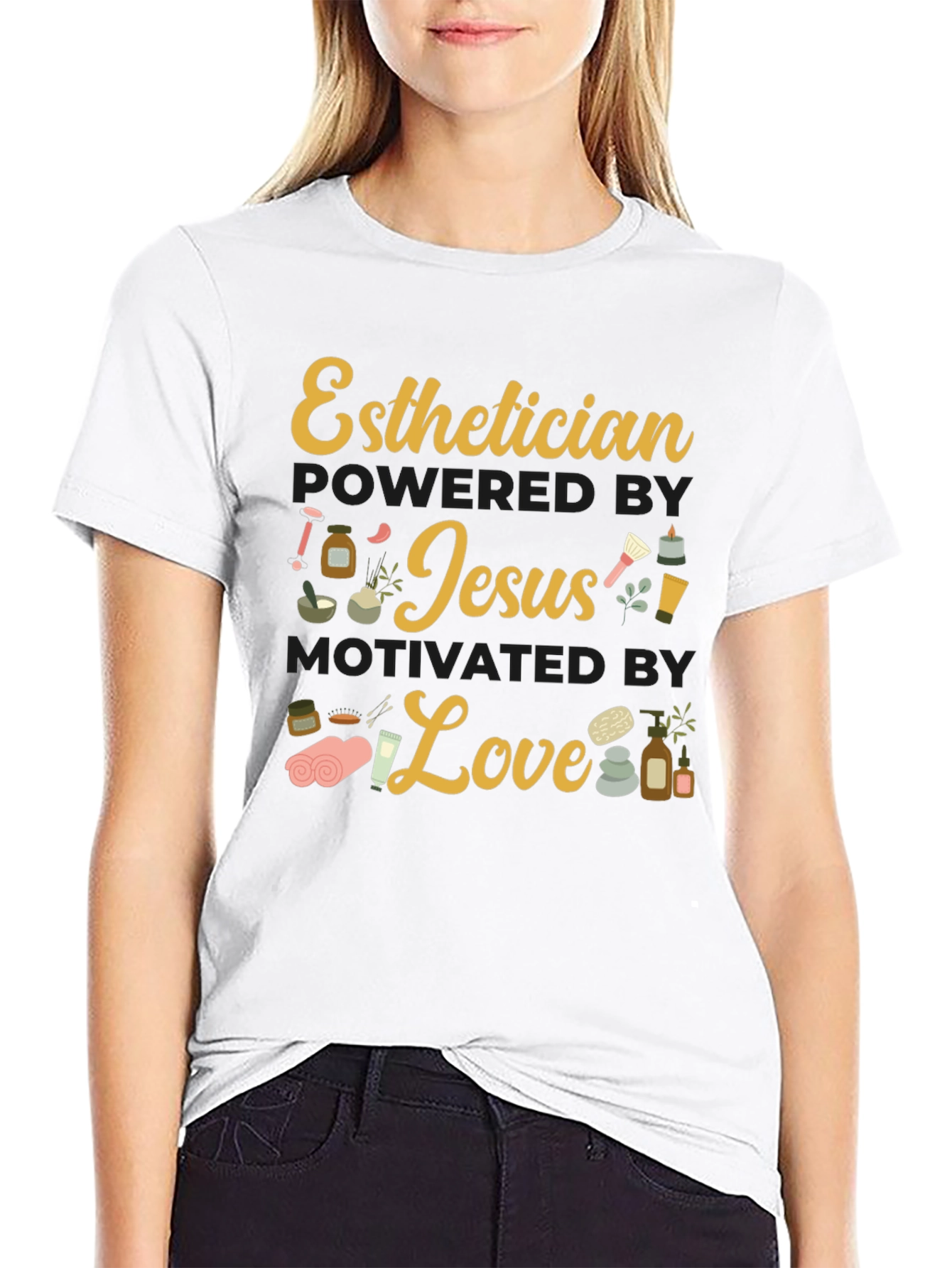 Esthetician Powered By Jesus Love T-Shirt